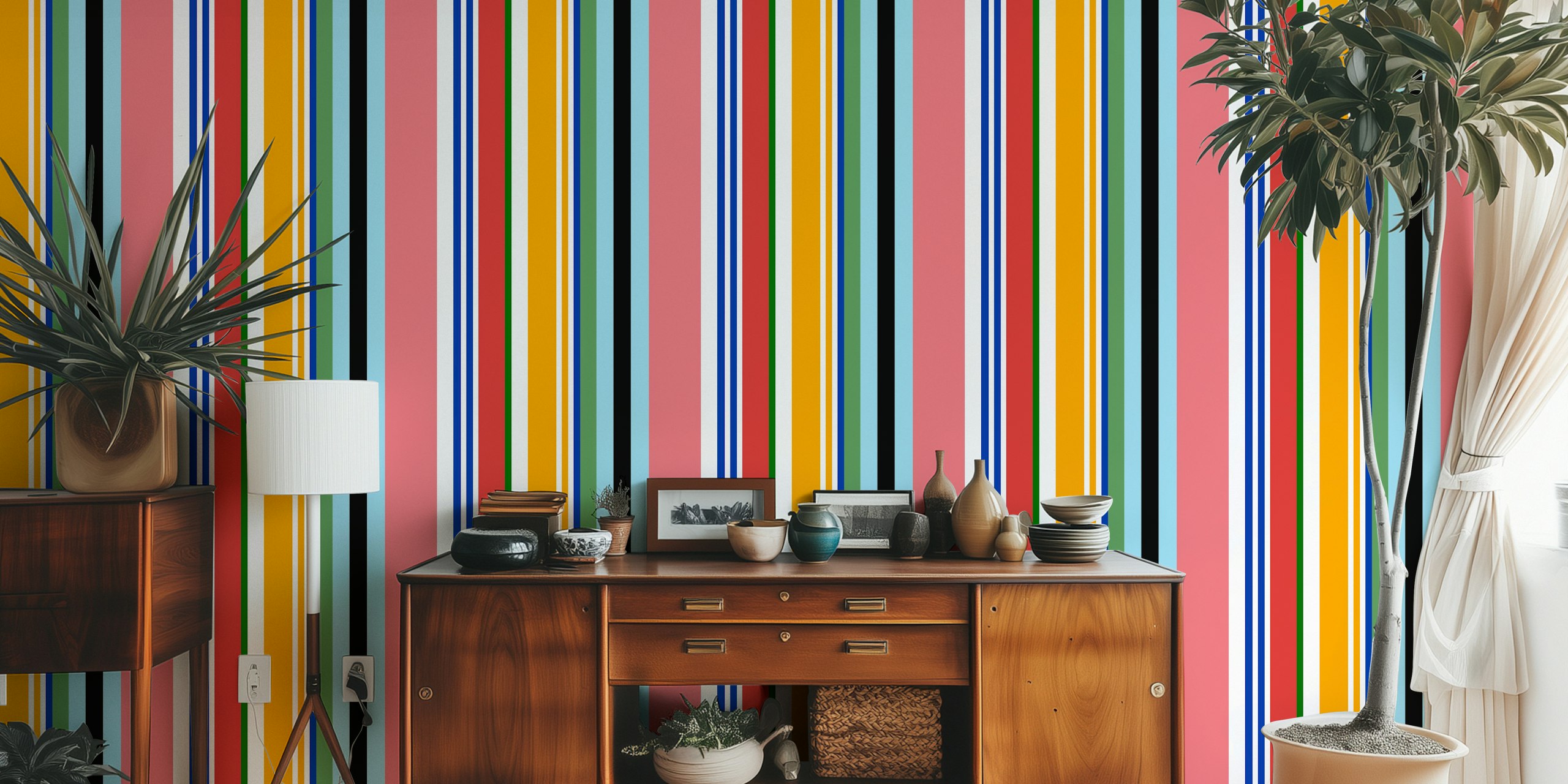 Colorful striped Nautical French Bayadère wallpaper