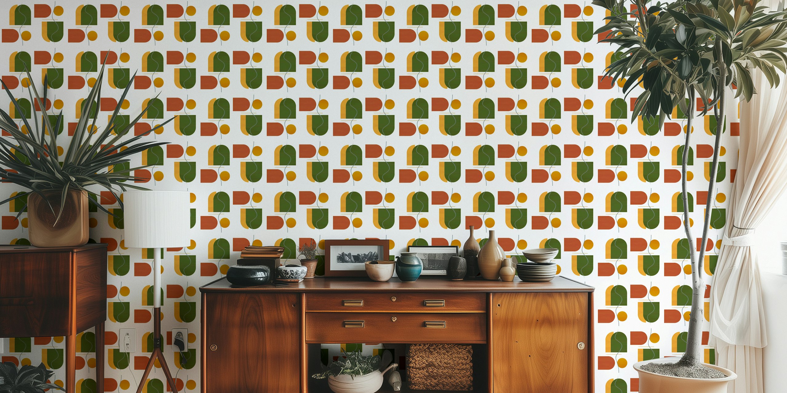 M-C Geo No 07 papel tapiz en una habitación elegante