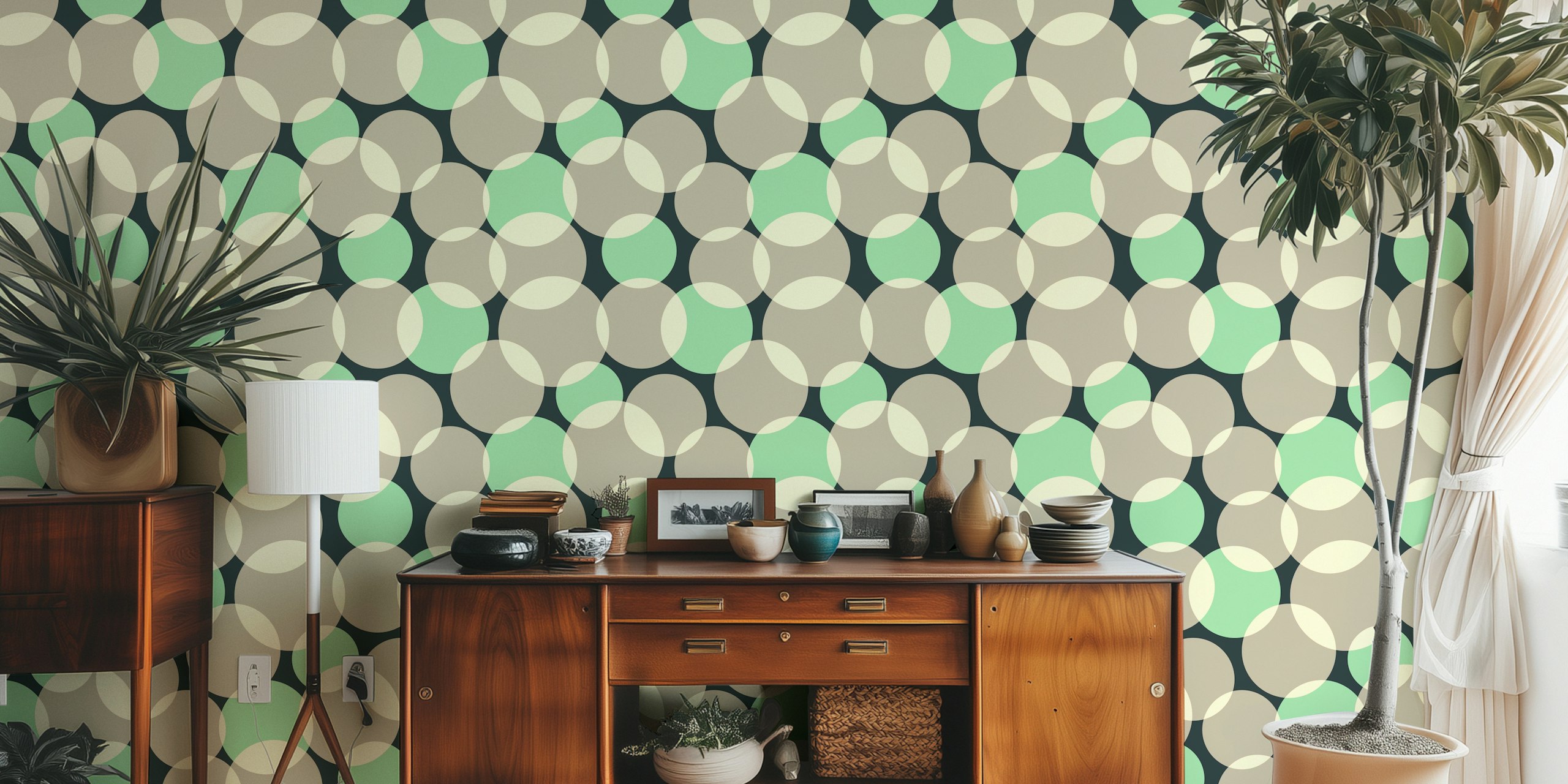 Mid-century modern abstract geometric wallpaper design