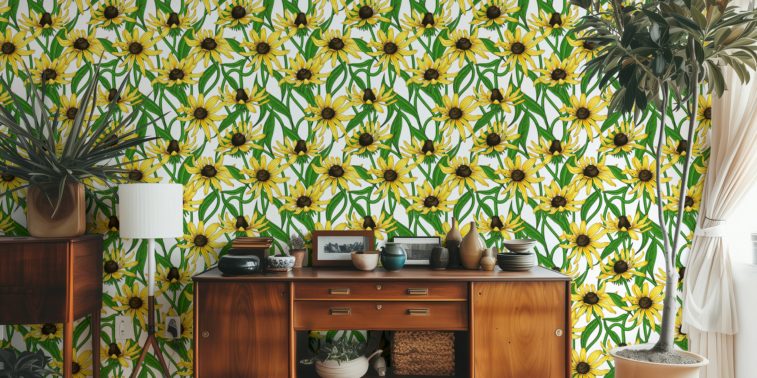 Design de papier peint de fleurs de Rudbeckie jaune