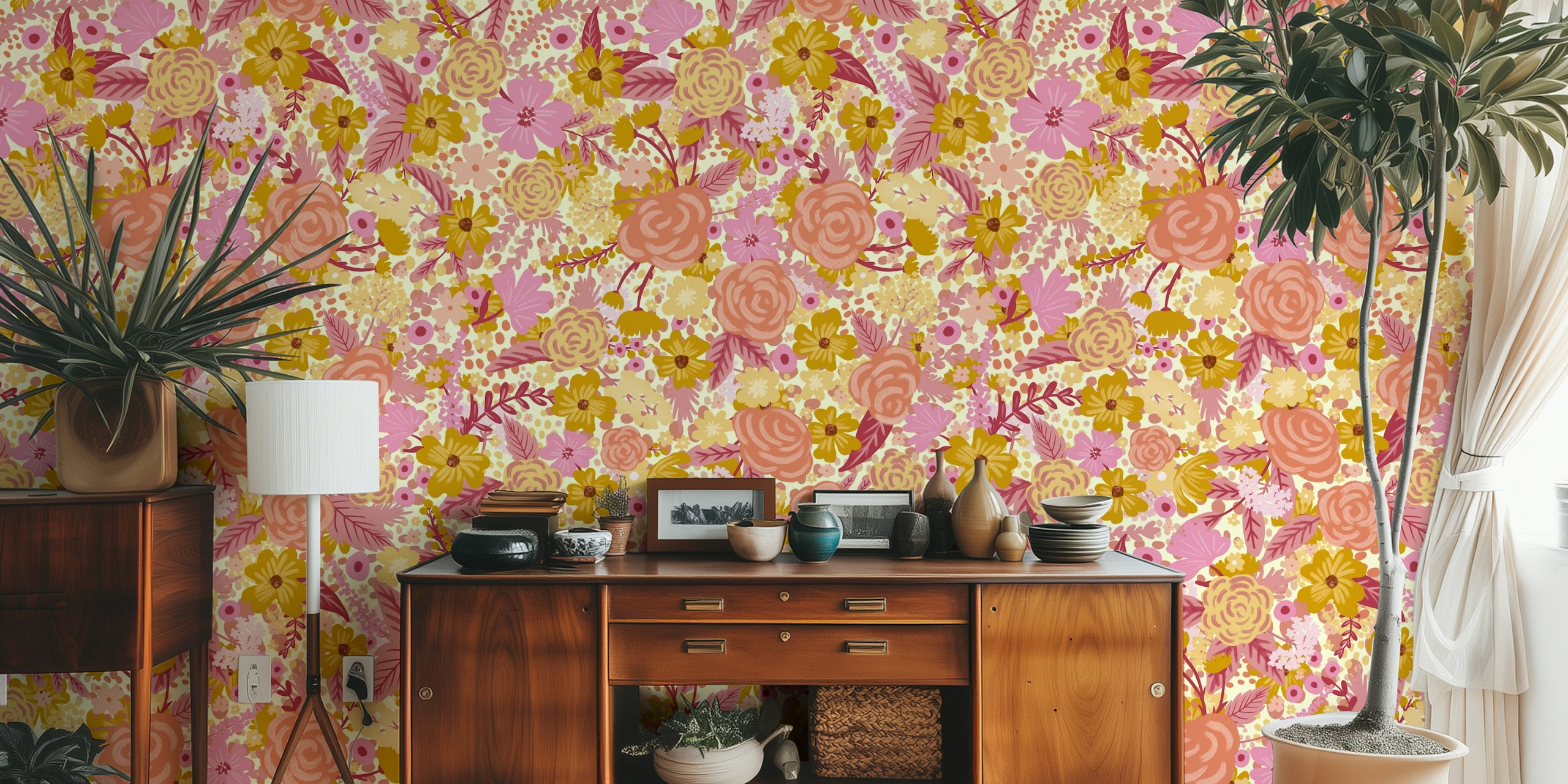 Intangible Flower Pattern 4 wallpaper in a room