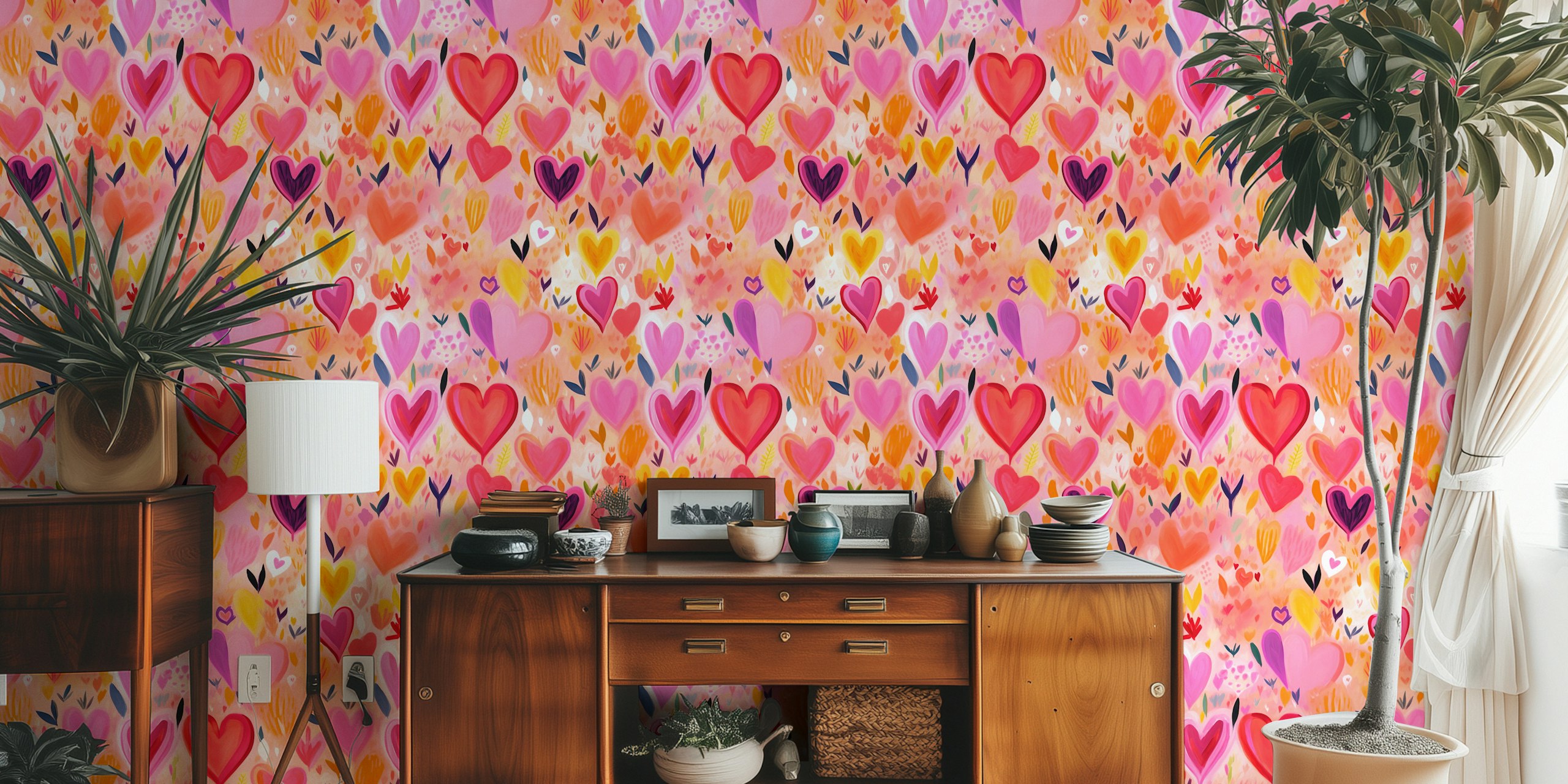 Painted Dreams Pink wallpaper in a room