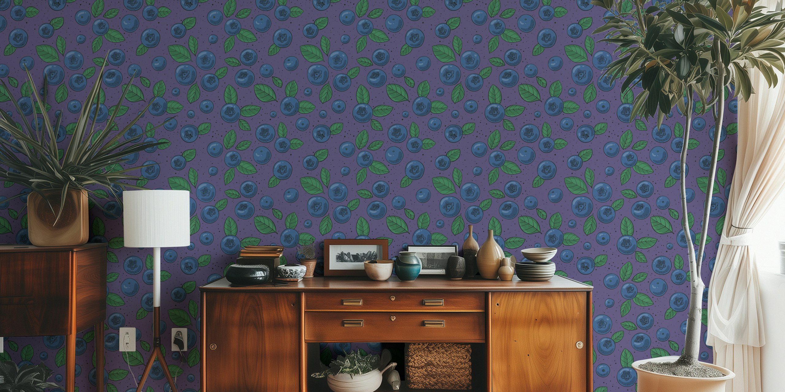 Blueberries tapeta na tamnoplavoj-magenta pozadini