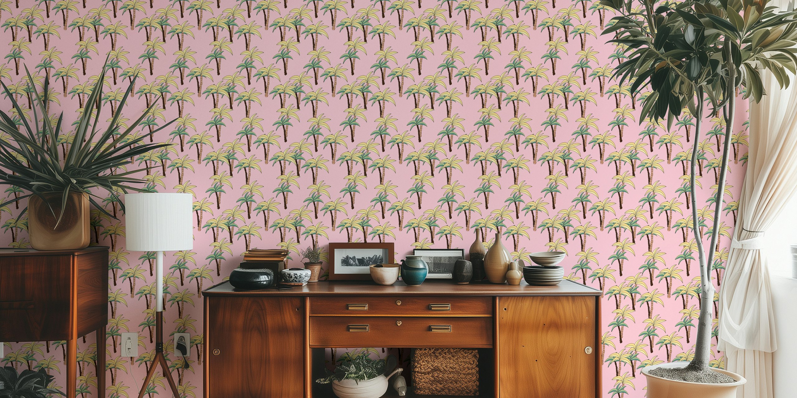 Σχέδιο Retro Palm Trees Pattern #1 σε ένα δωμάτιο
