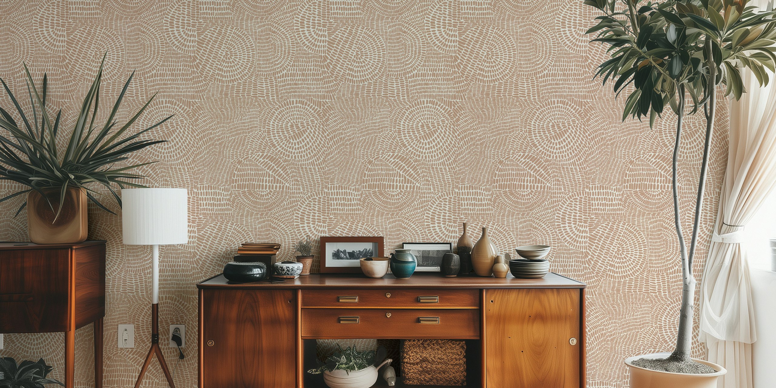 Lines in brandy wallpaper design in a room