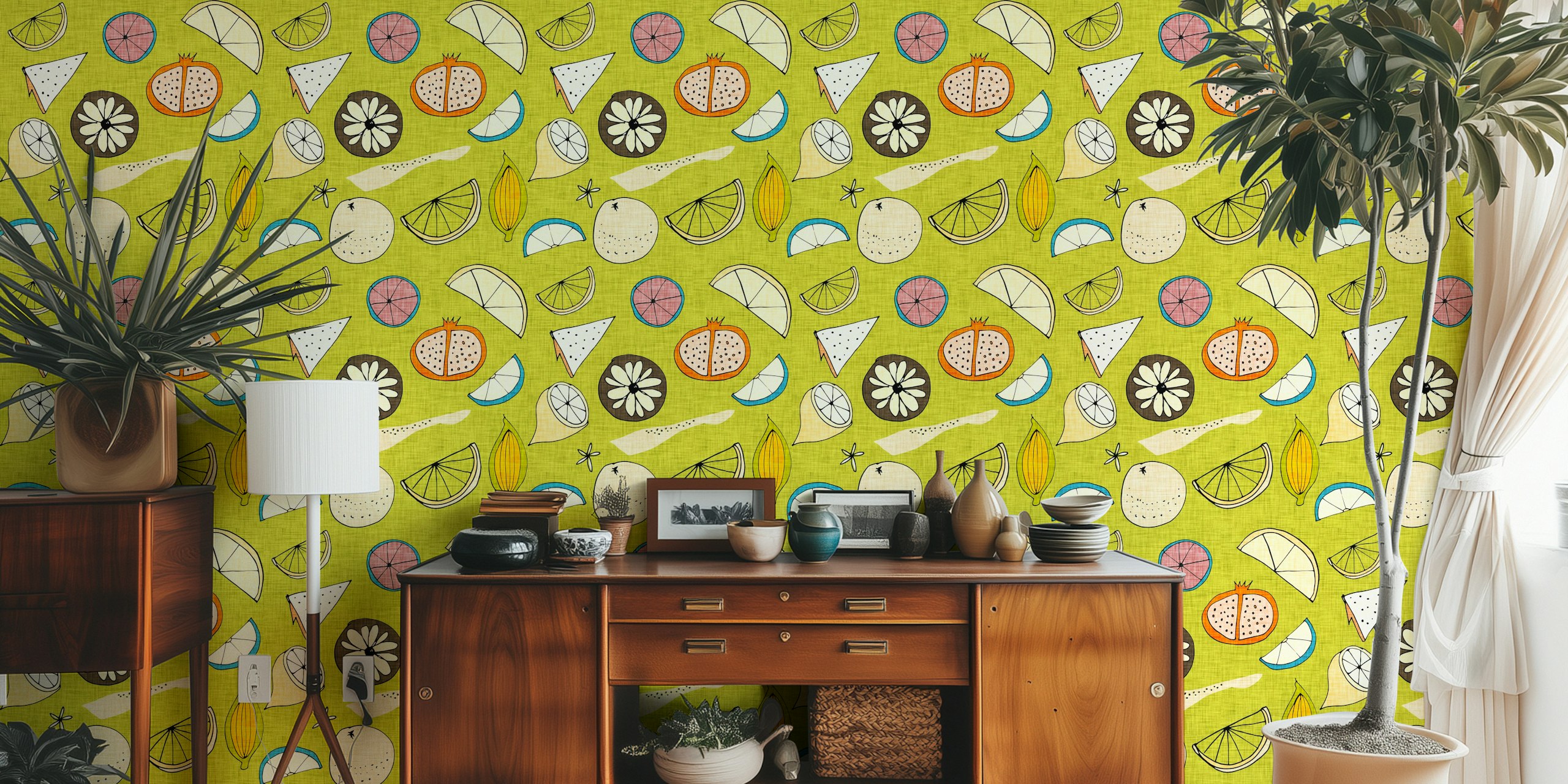 Pop Fruit Avocado tapetti huoneessa