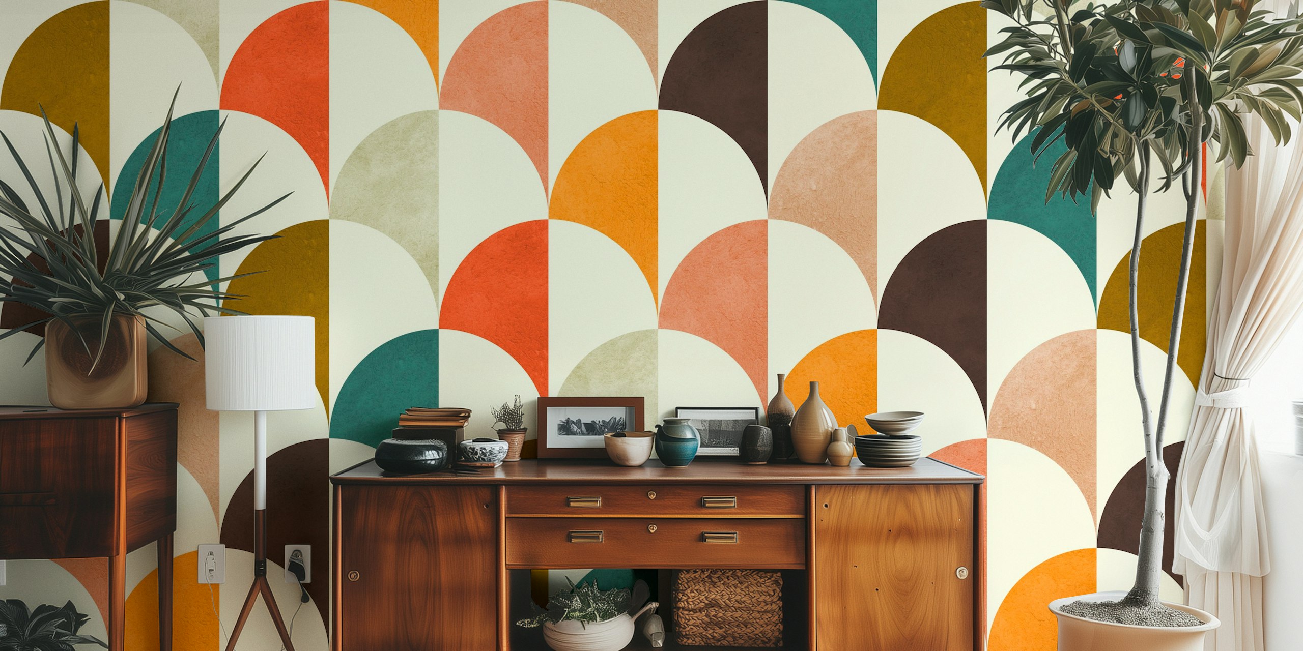 Lines and circles 72 wallpaper in a room