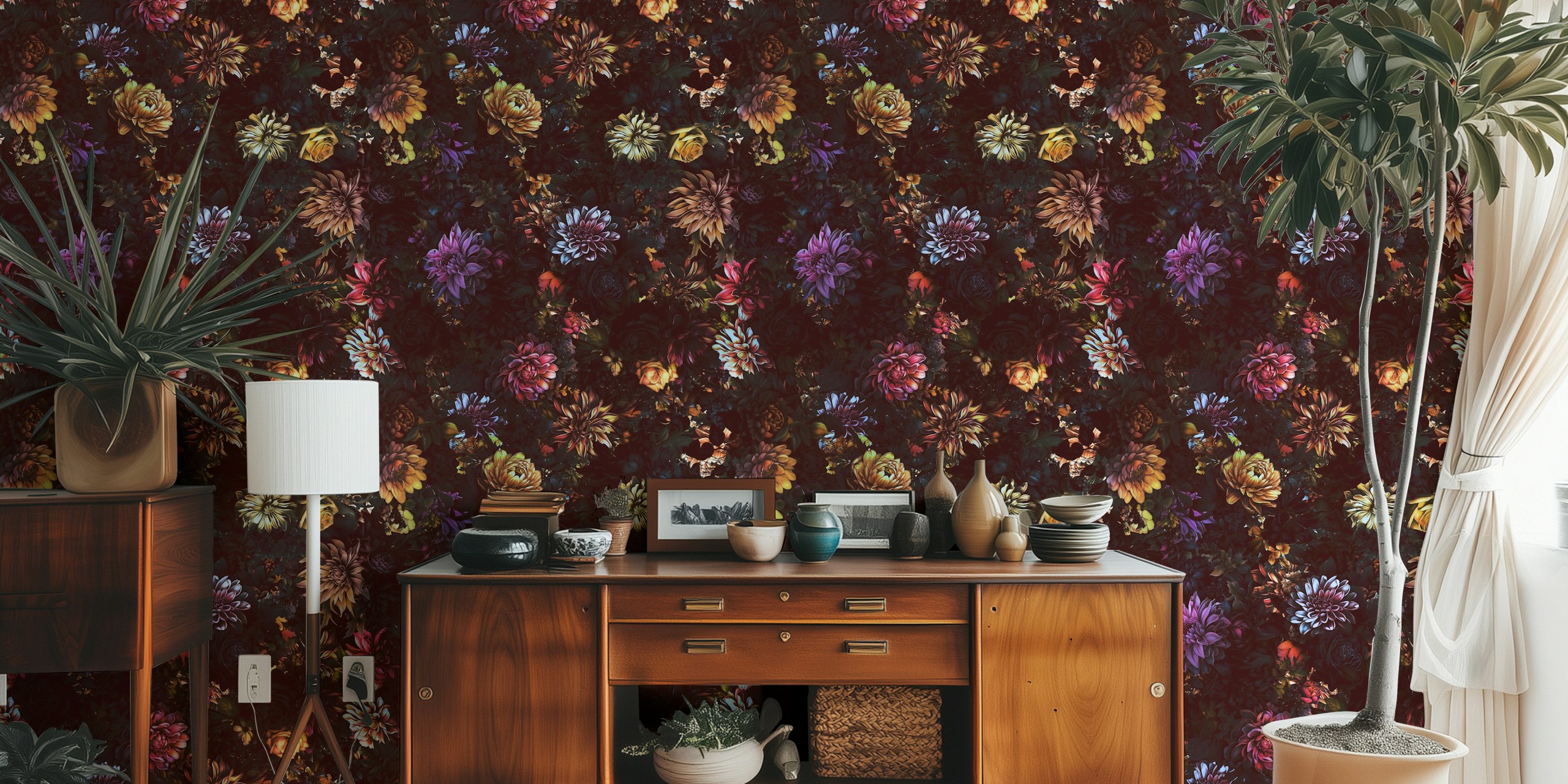 Gothic Dark Floral Design u sobi