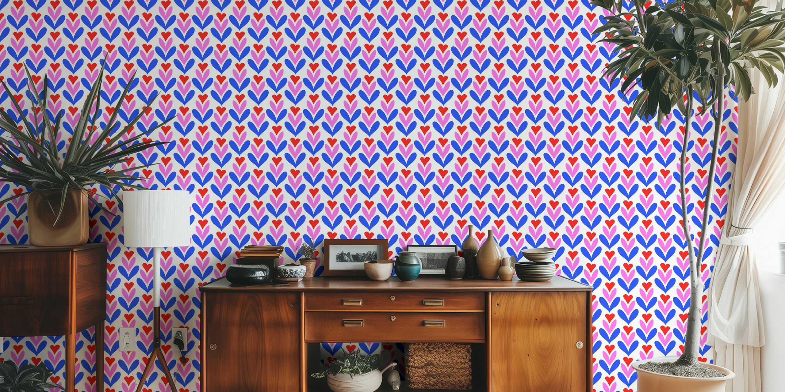 Papier peint Flourishing Hearts dans une pièce