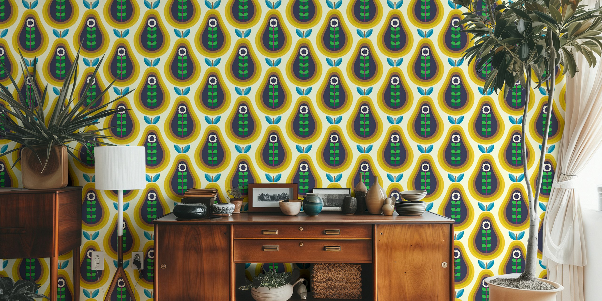 Stylized pear patterns wall mural from happywall.com