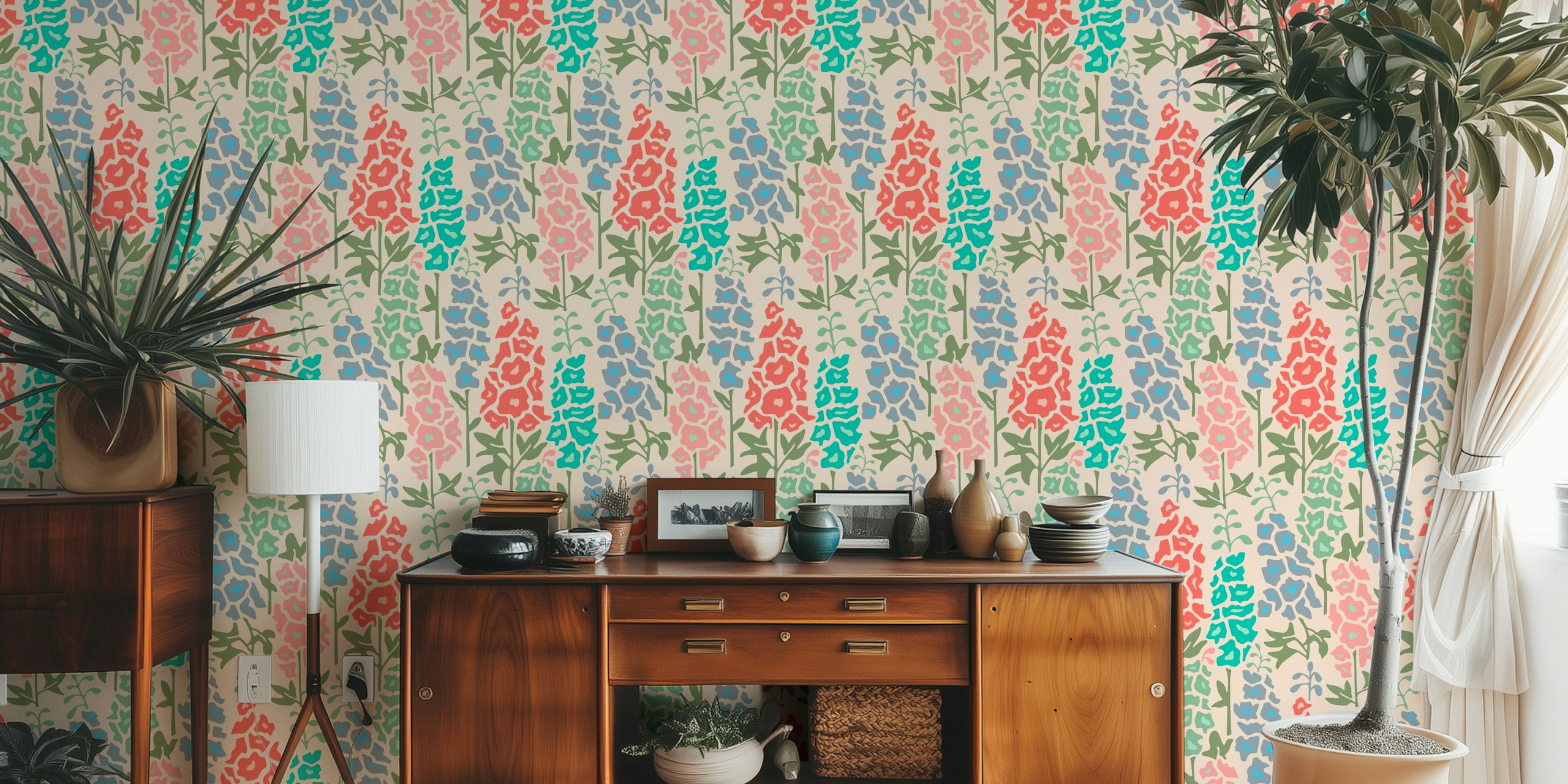 Colorful Gladiolus Garden wallpaper in a room
