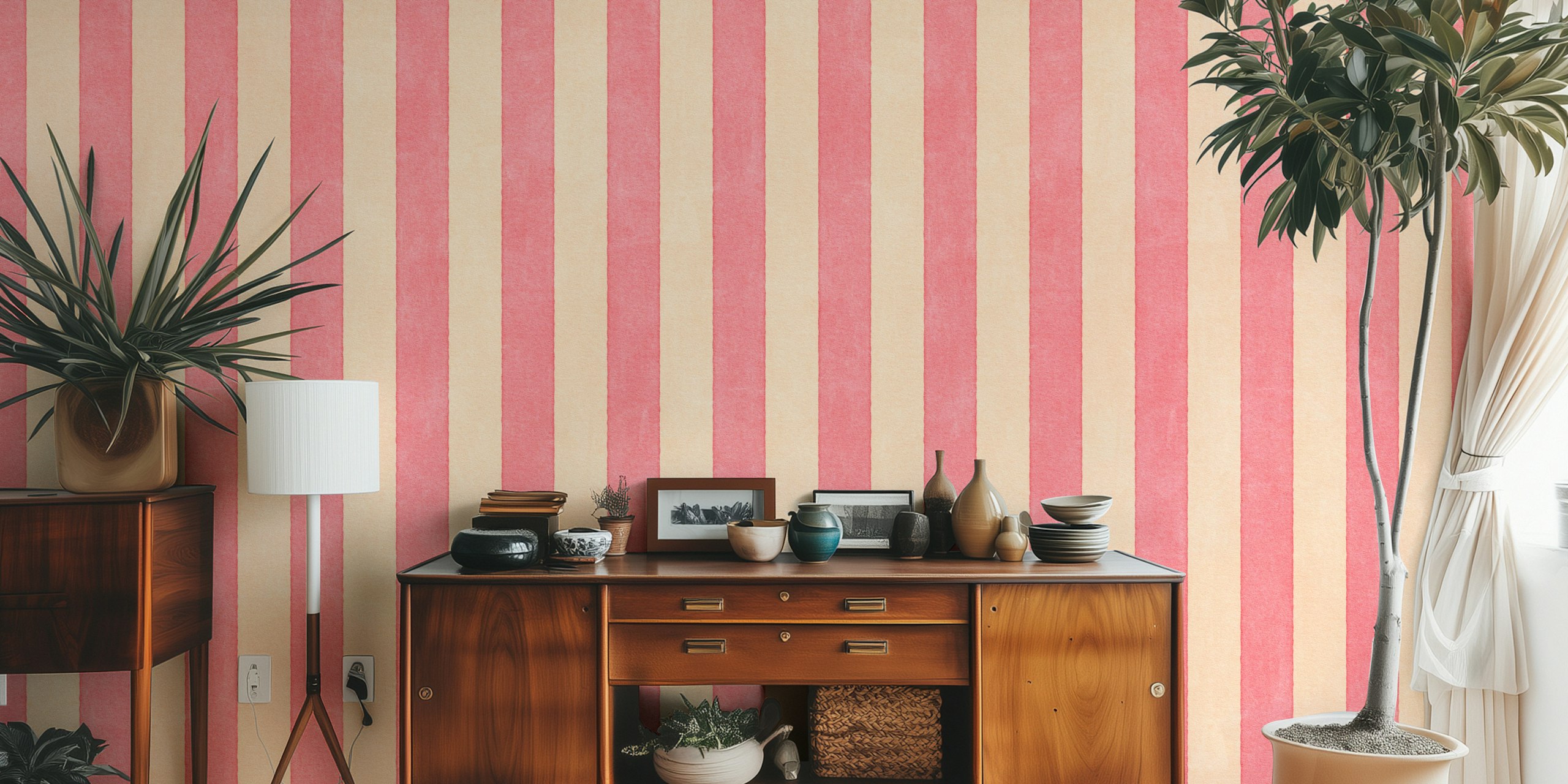 Stripes 001 K - Lollipop wallpaper in a room
