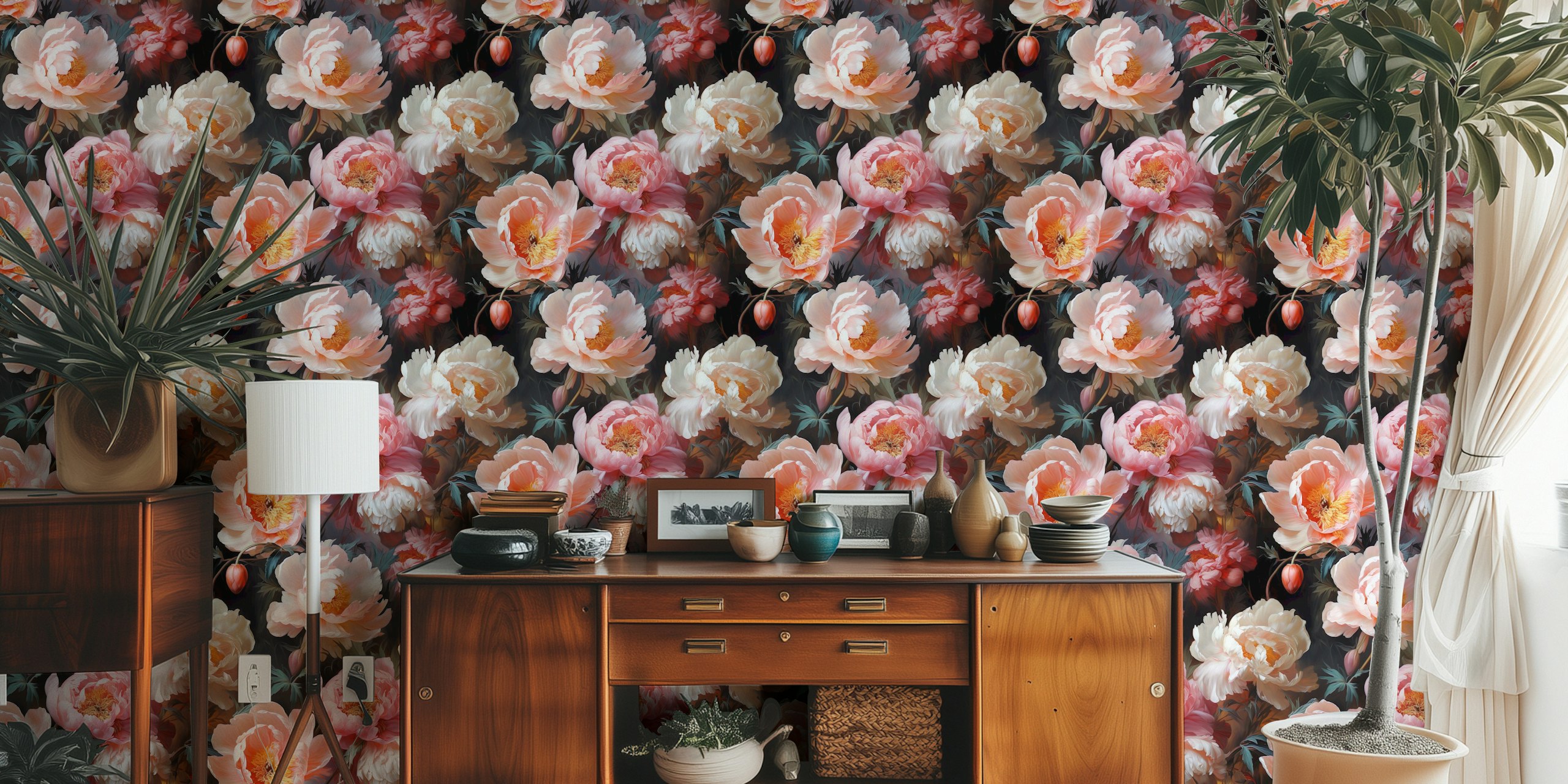 Pink Petal Paradise Wallpaper in a room
