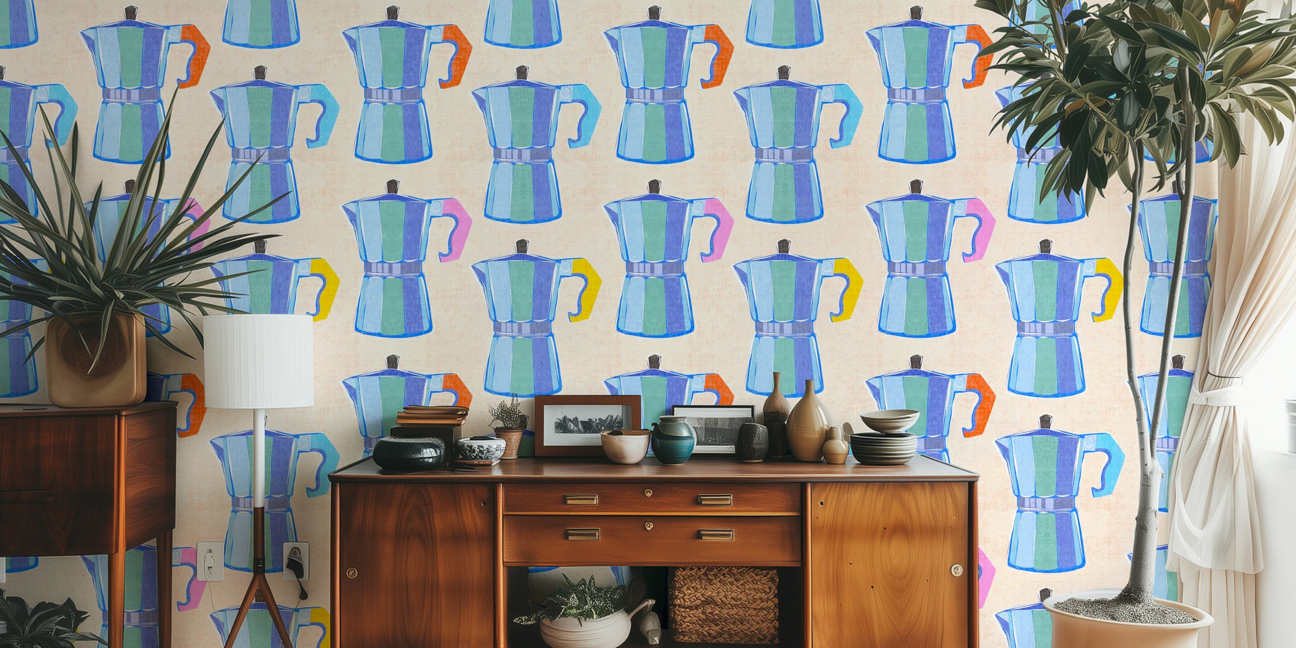 Pop Art Italian Coffee Maker Design Della Carta Da Parati