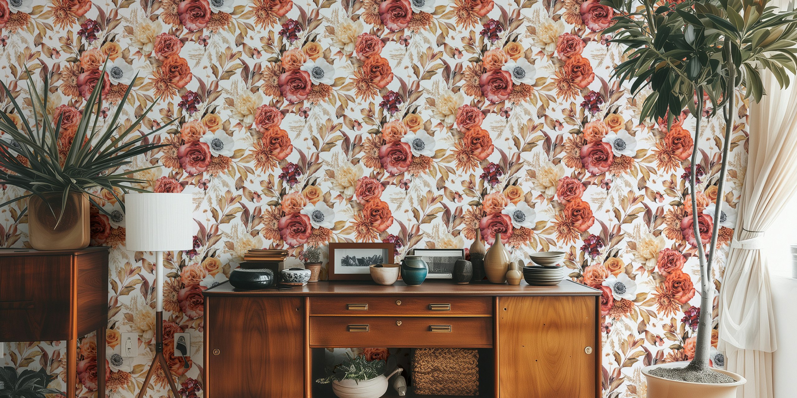 Bloemenbehangontwerp met Sunkissed Petals