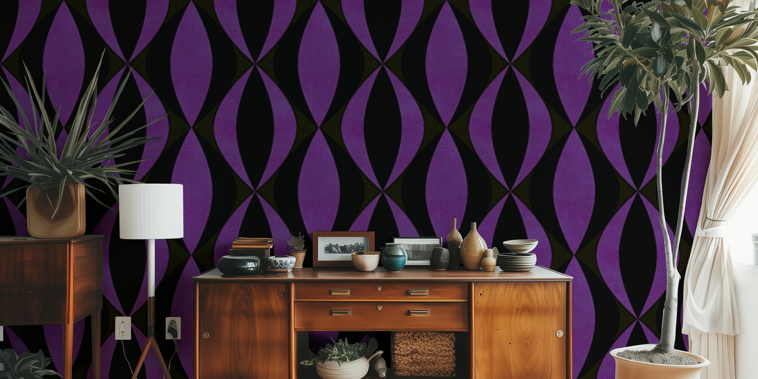 Décoration murale lilas ornement Art déco chez Happywall