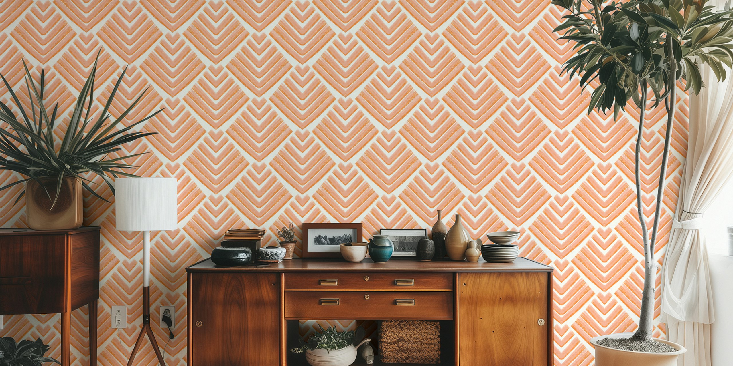 Boho Modern Shells wallpaper in a room setting