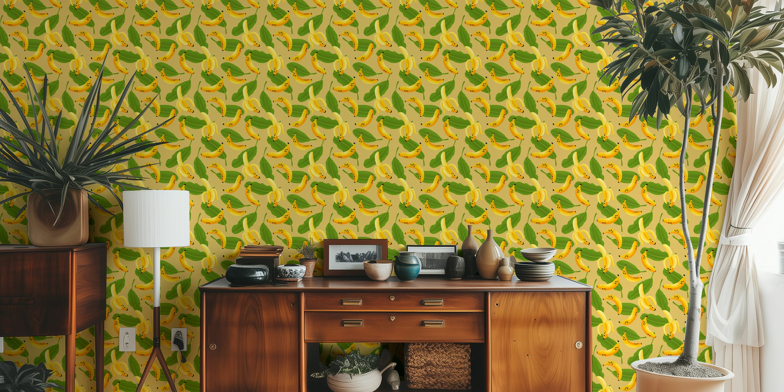 Banana Pattern on Tan en una habitación