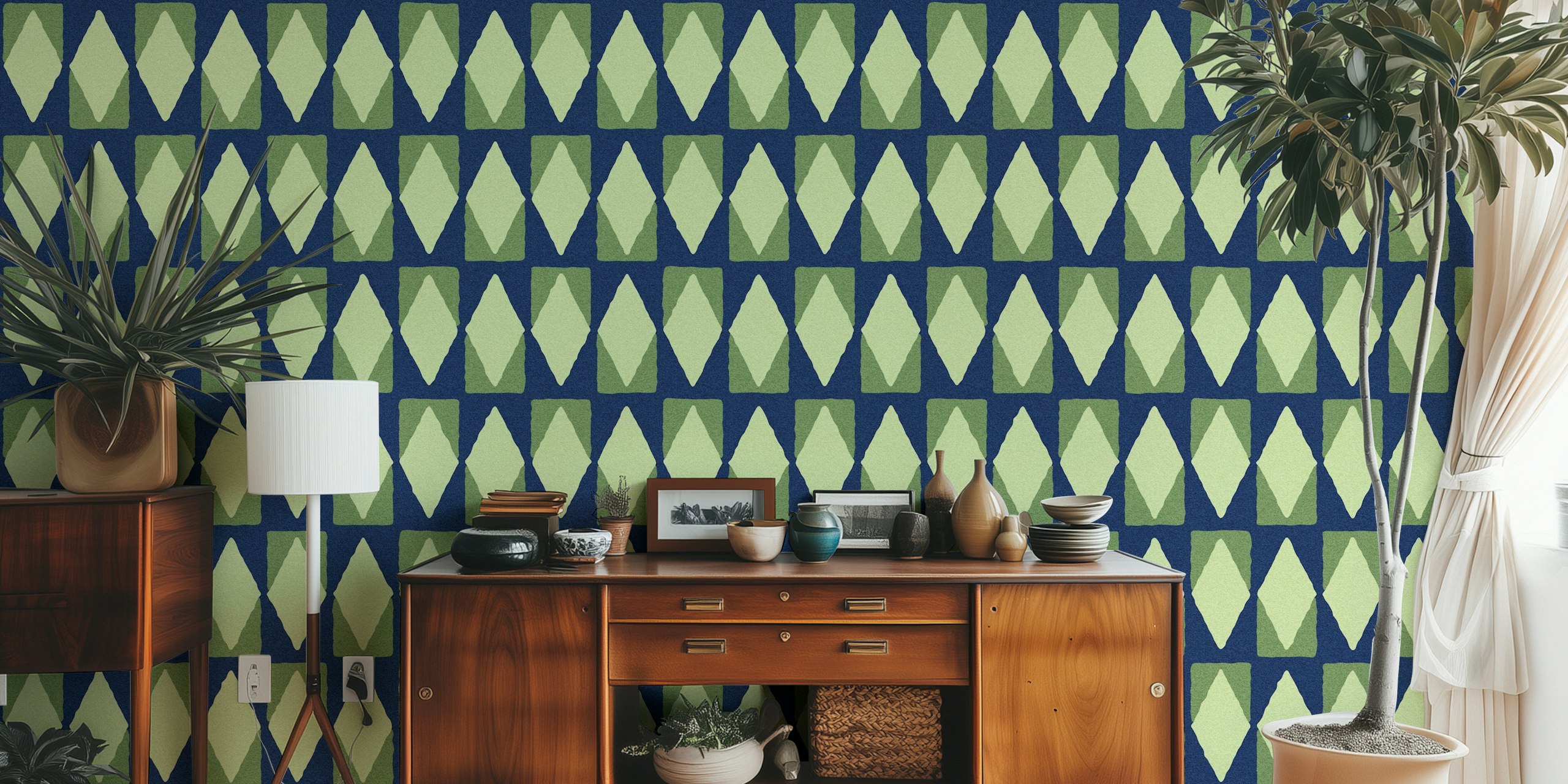 Shapes - 001 Diamonds - A Mønster Wallpaper I Et Stiligt Rom