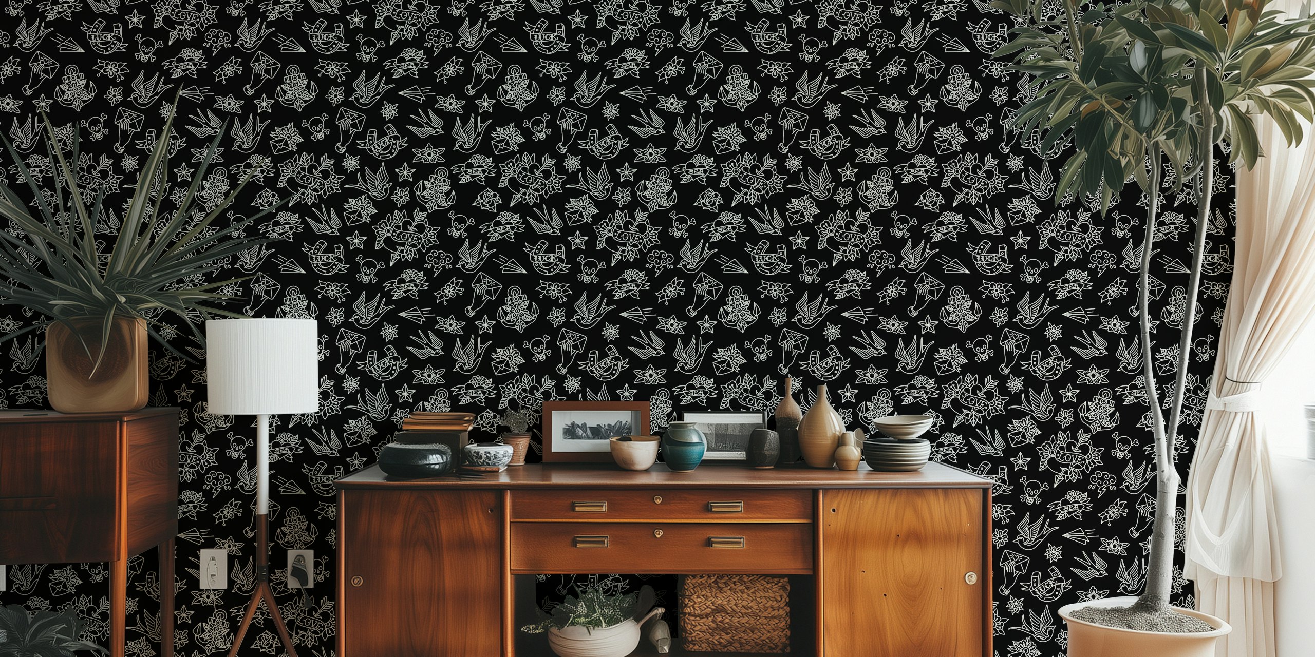 Ahoy Sailor Black tapet i et stilfullt rom