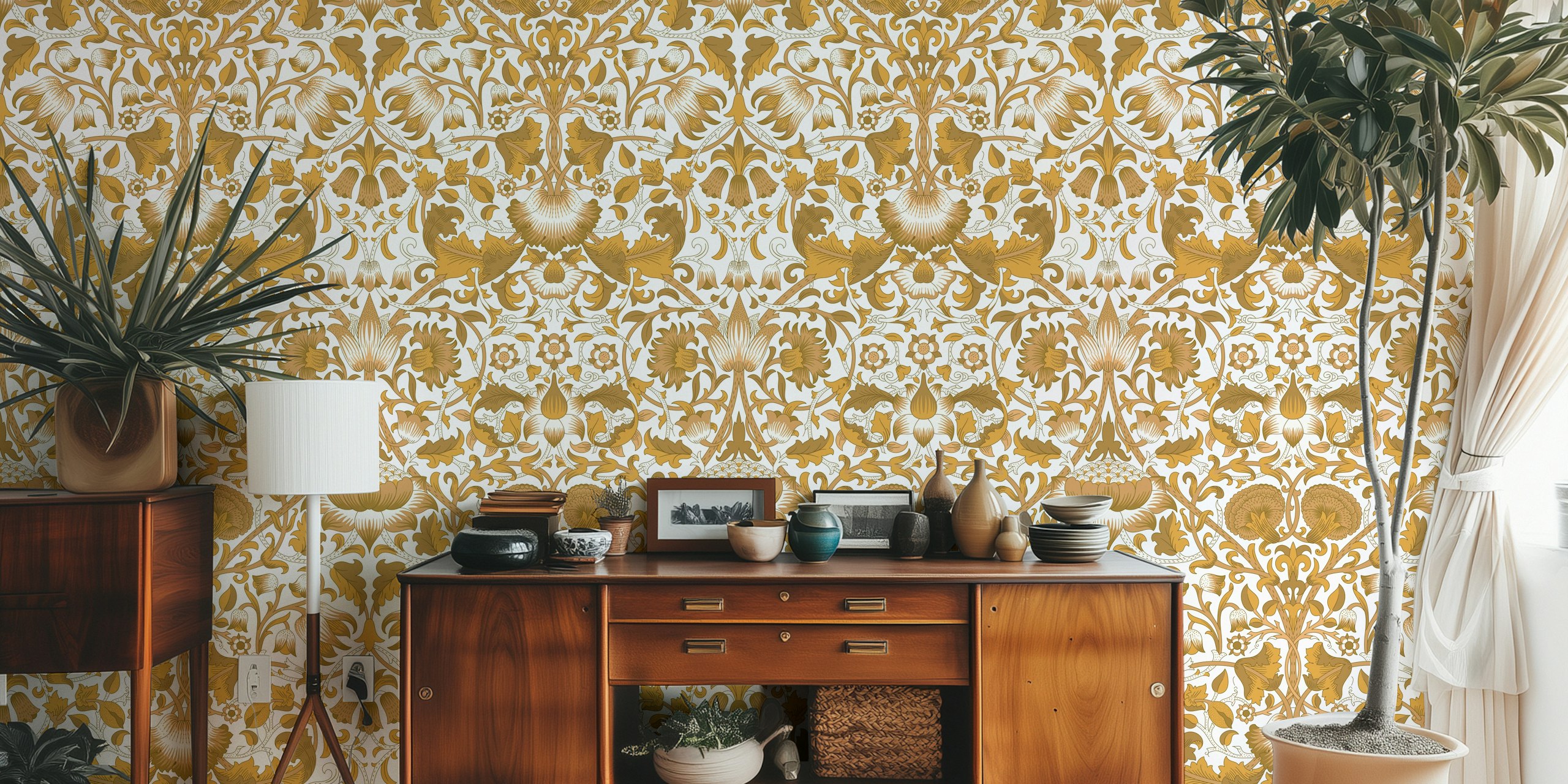 Victorian Lodden pattern 12 papel de parede em um quarto