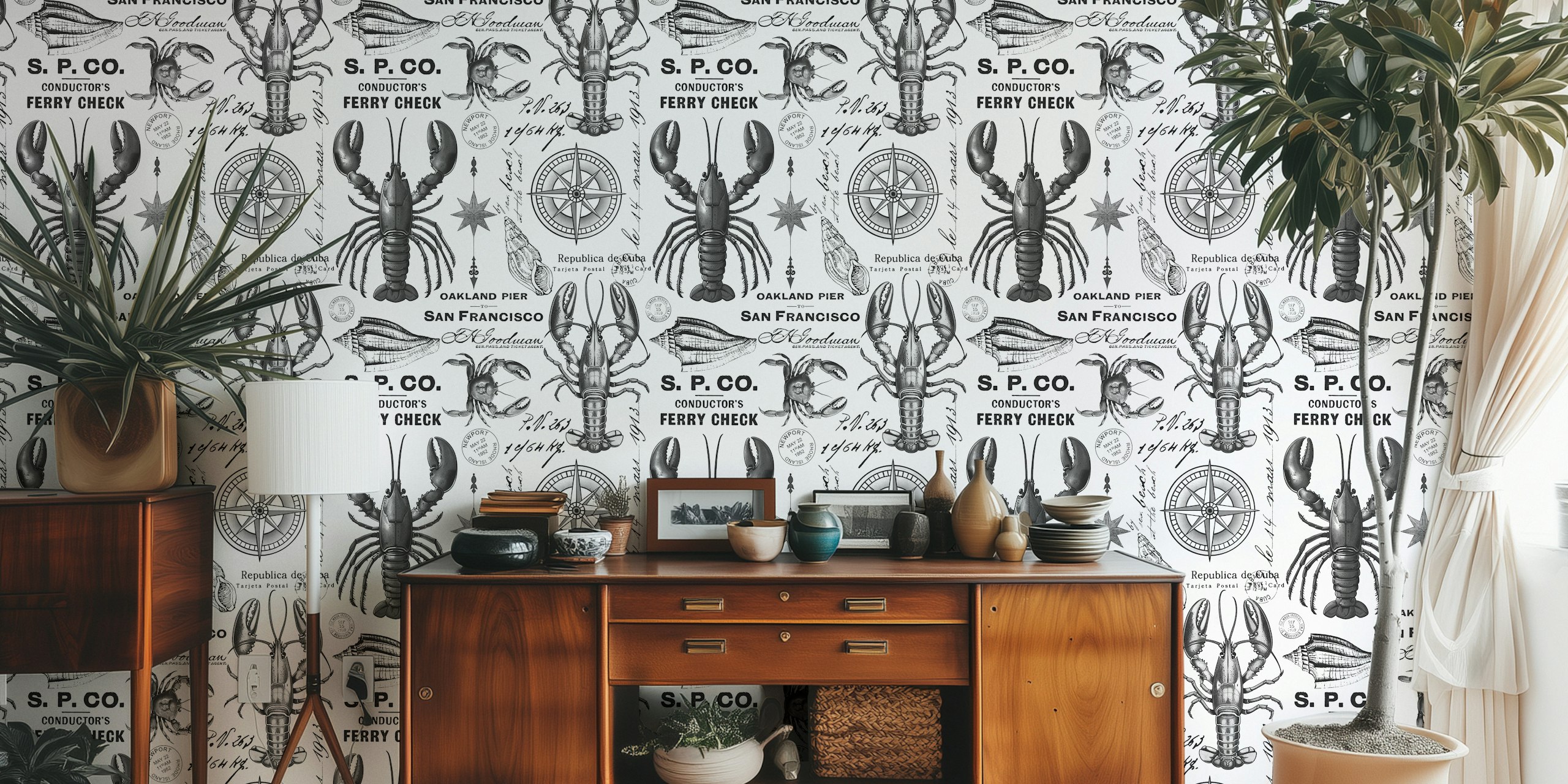 Maritime Treasures Nautical Vibes Tapete in einem Raum