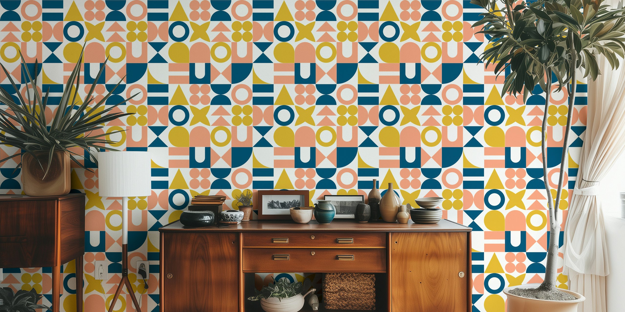 Design de papier peint avec des formes géométriques colorées