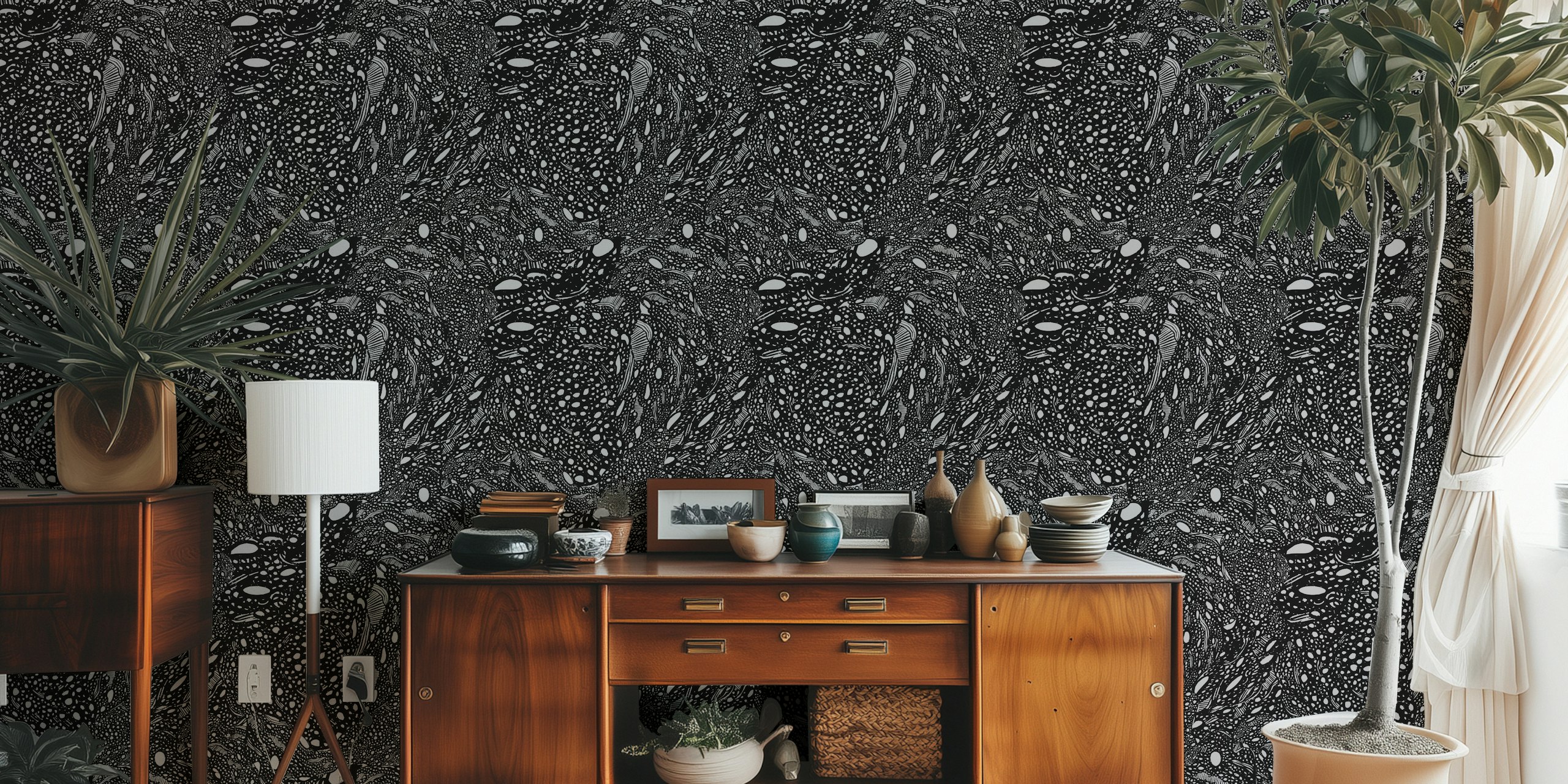 Papier peint Whimsical fluid dans une pièce moderne