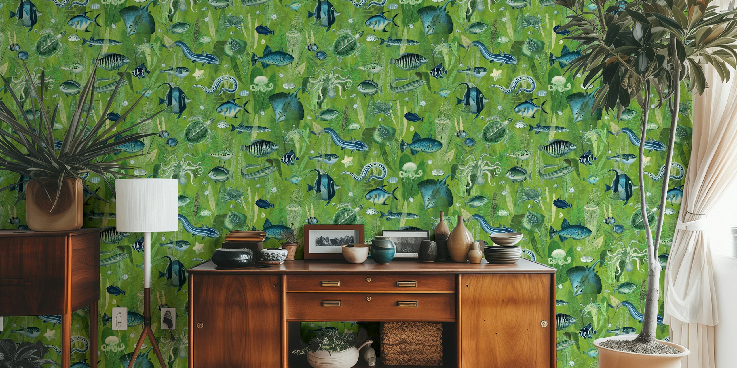 Aqua Eden in green dizajn zidne obloge