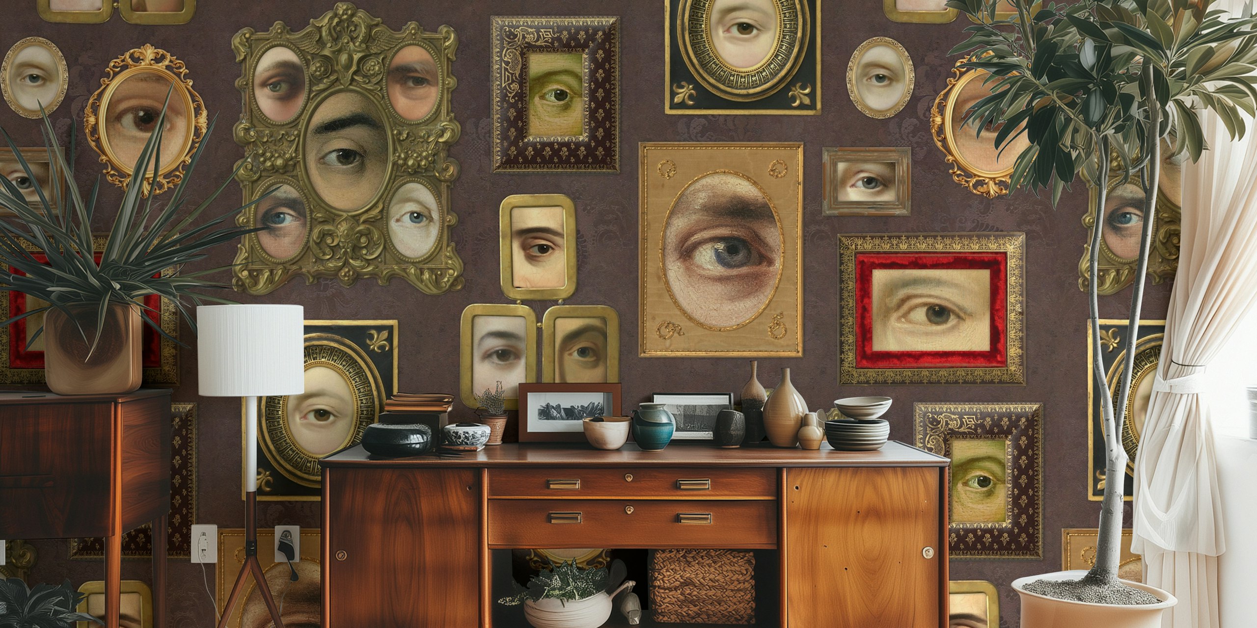 Victorian portraits wallpaper featuring framed eyes