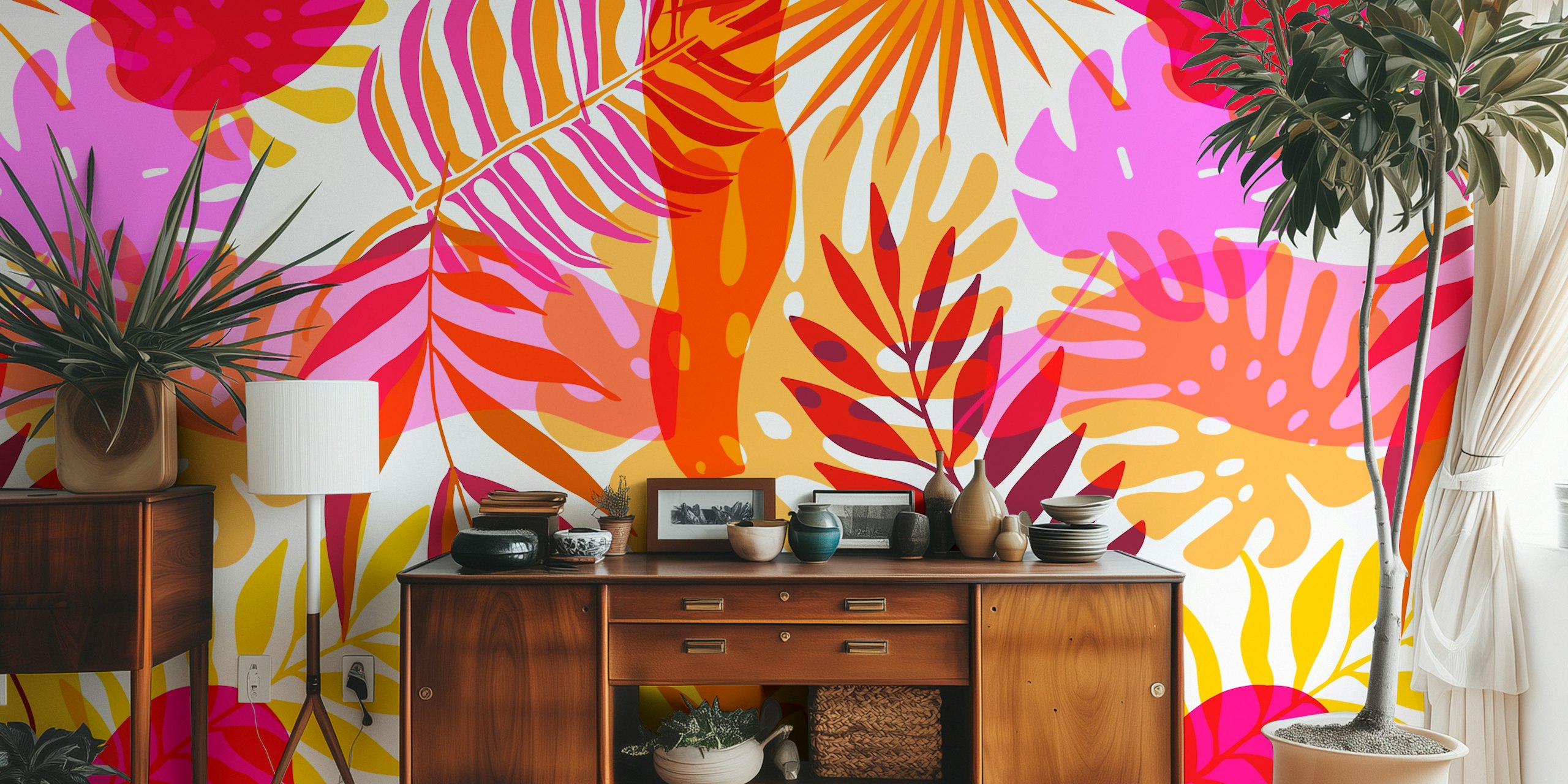 Multicolor Tropical Foliage tapet i et rom