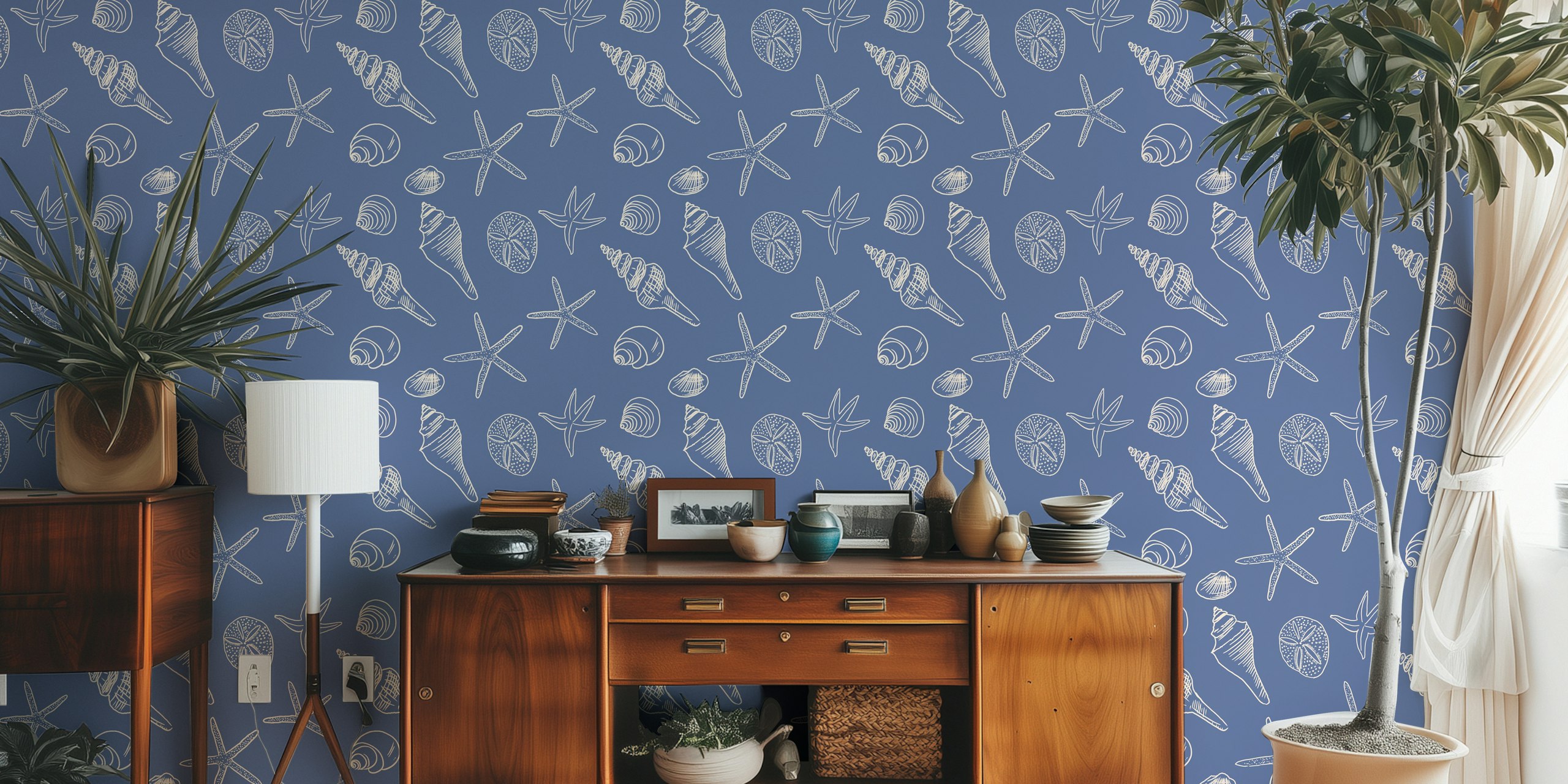 Papel de parede Seashells ocean em um quarto