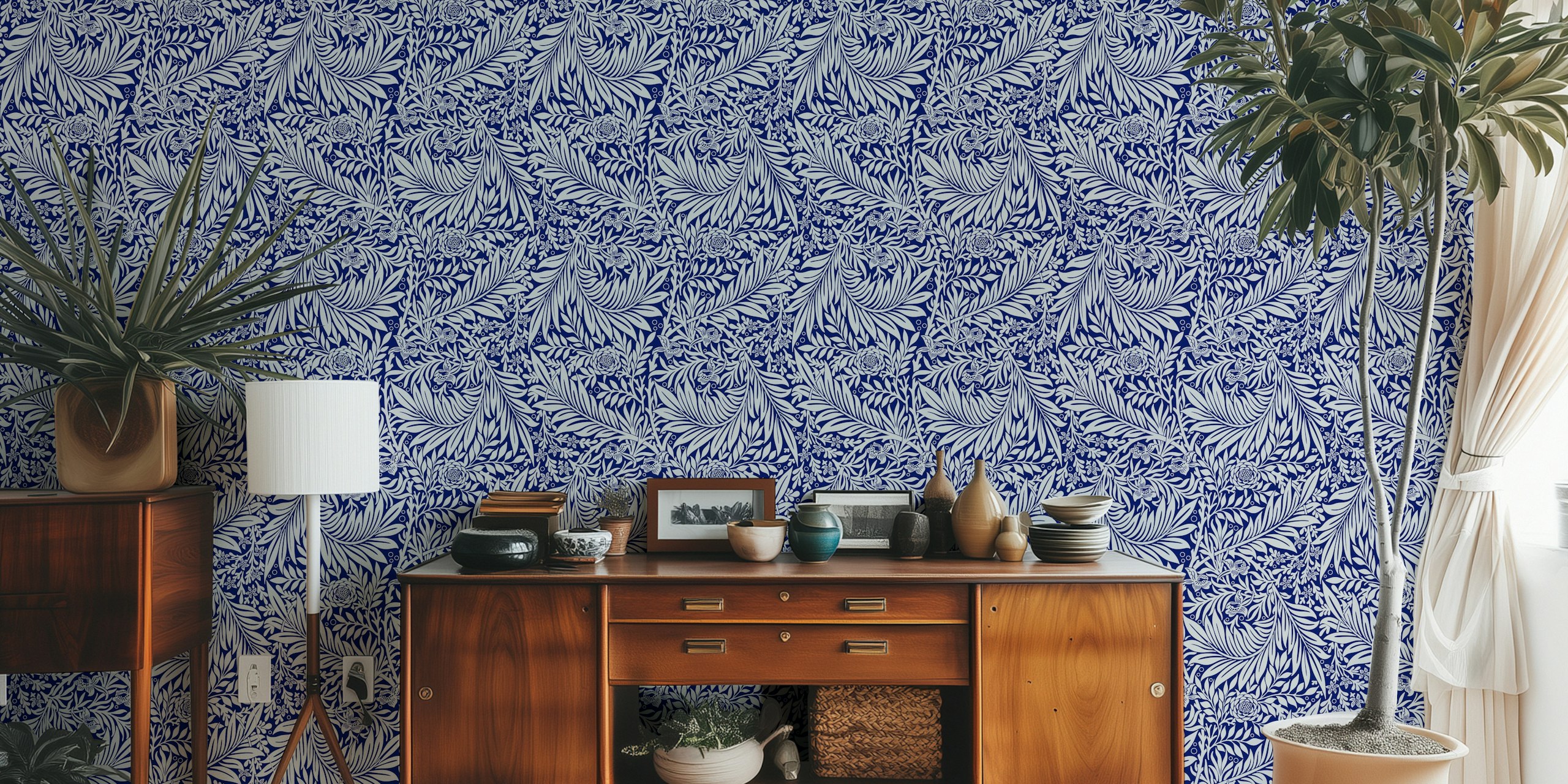 tapeta Victorian Larkspur pattern u prostoriji