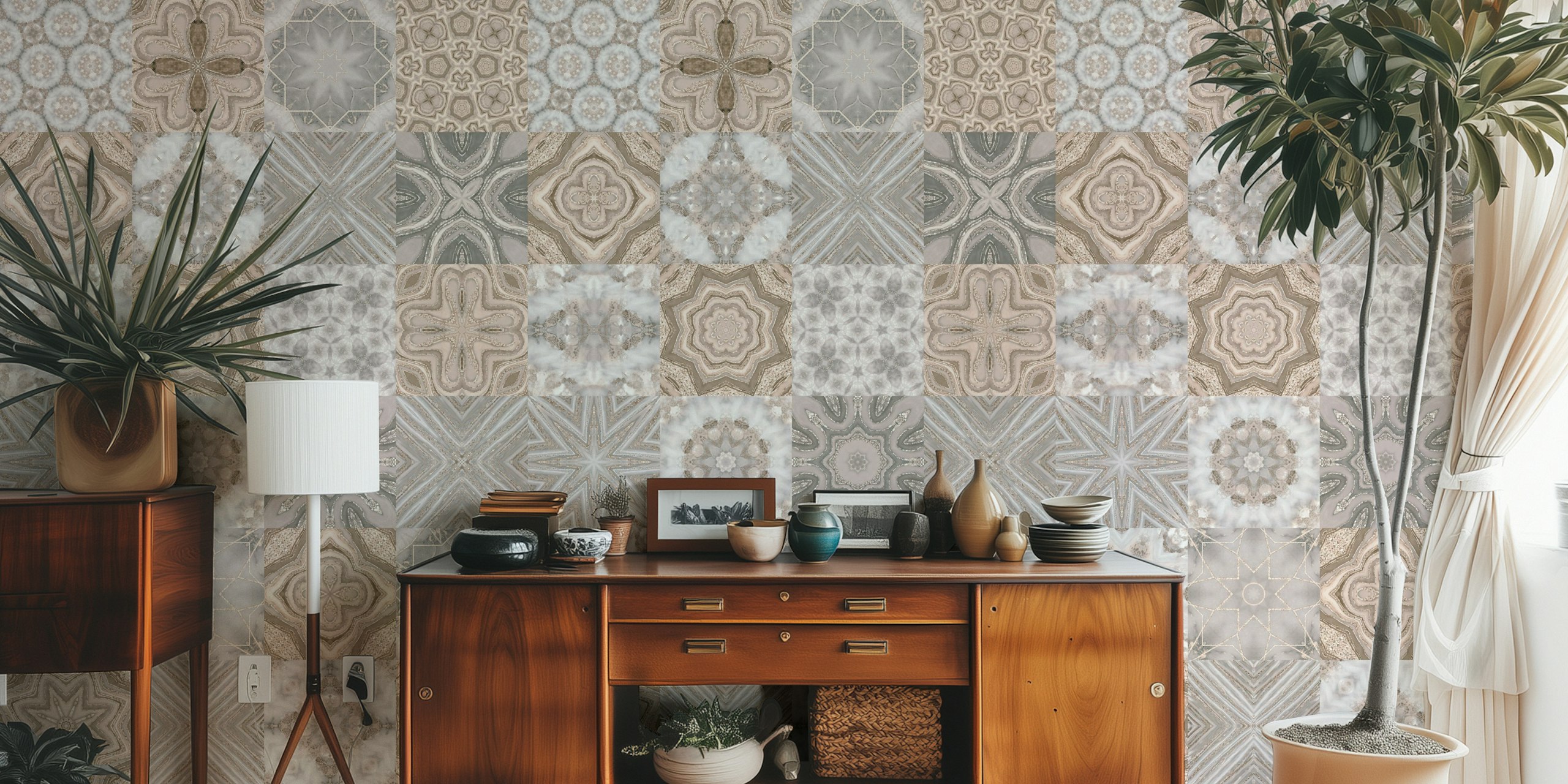 Vintage Tiles Beige Cream u sobi