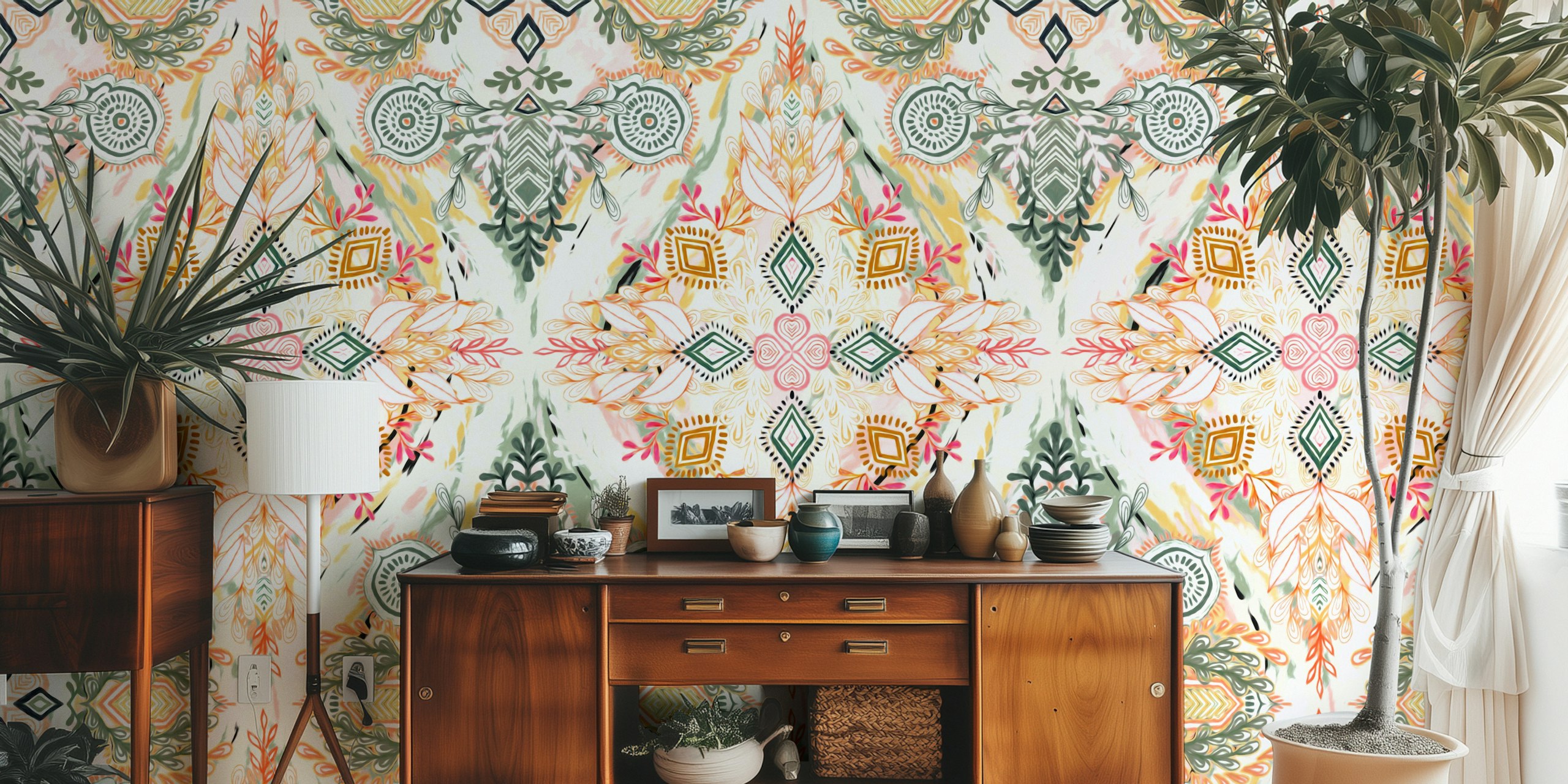 Wonderland in Spring behang in een kamer