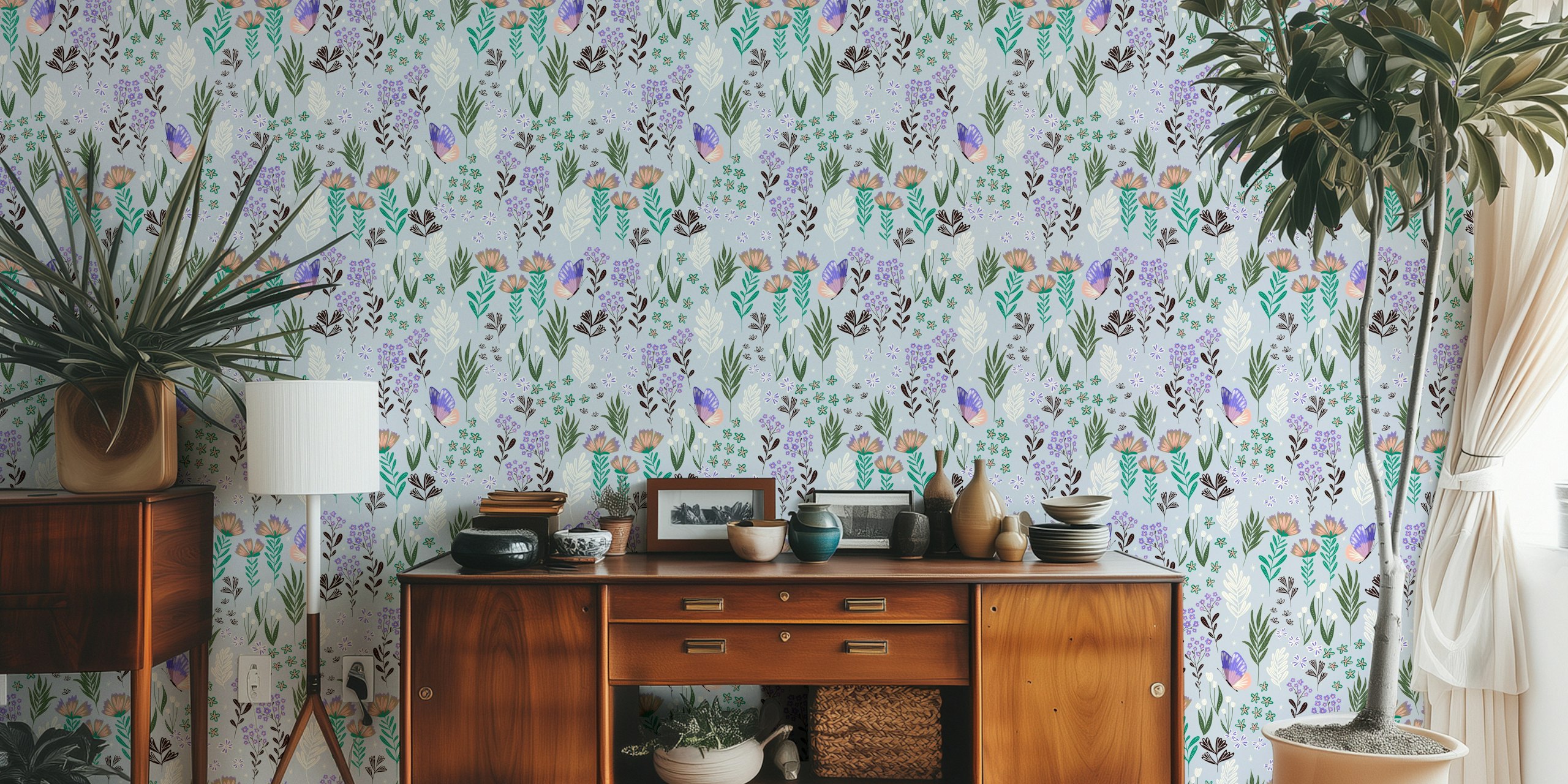 Papel pintado Butterfly Meadow en un ambiente de habitación