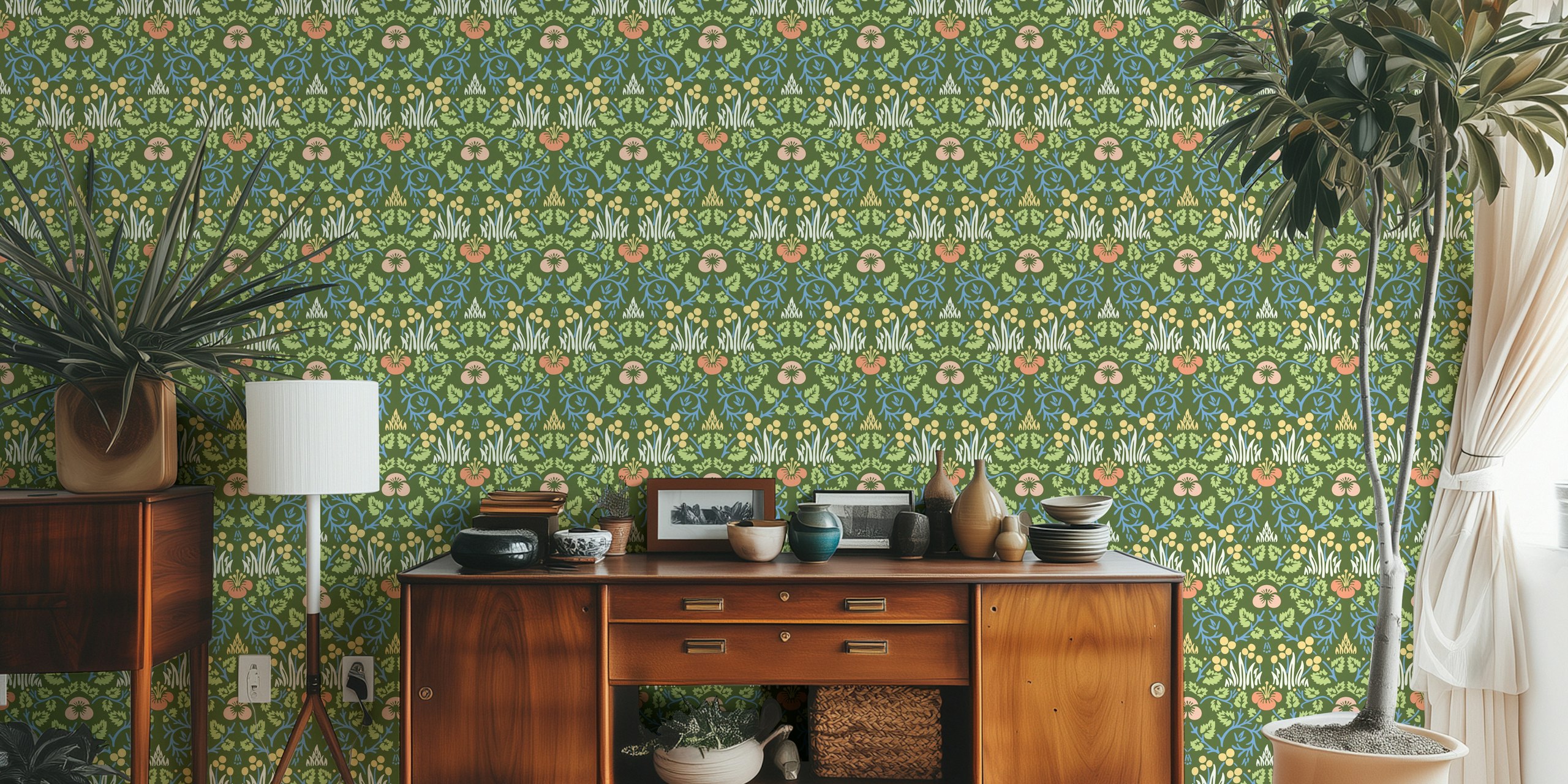 Victorian Eyebright pattern 3 tapetti huoneessa