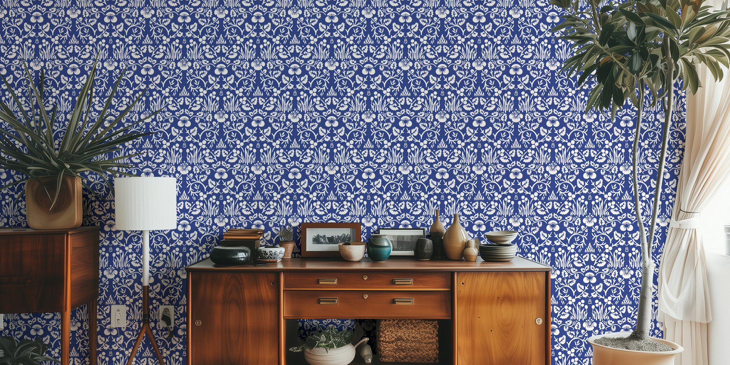 Carta da parati Victorian Eyebright pattern 9 in una stanza