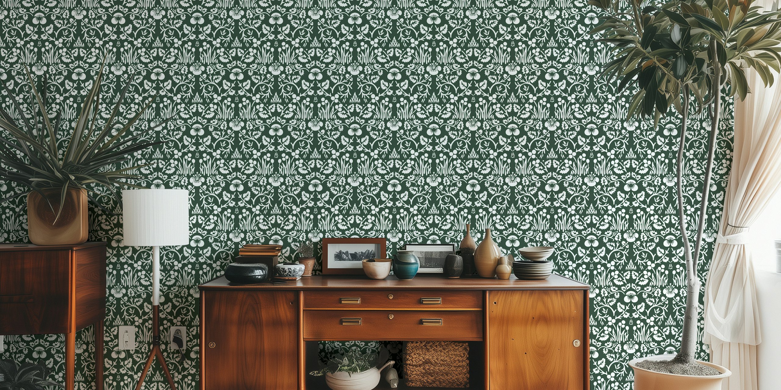 Papel de parede Victorian Eyebright pattern 14 em um quarto