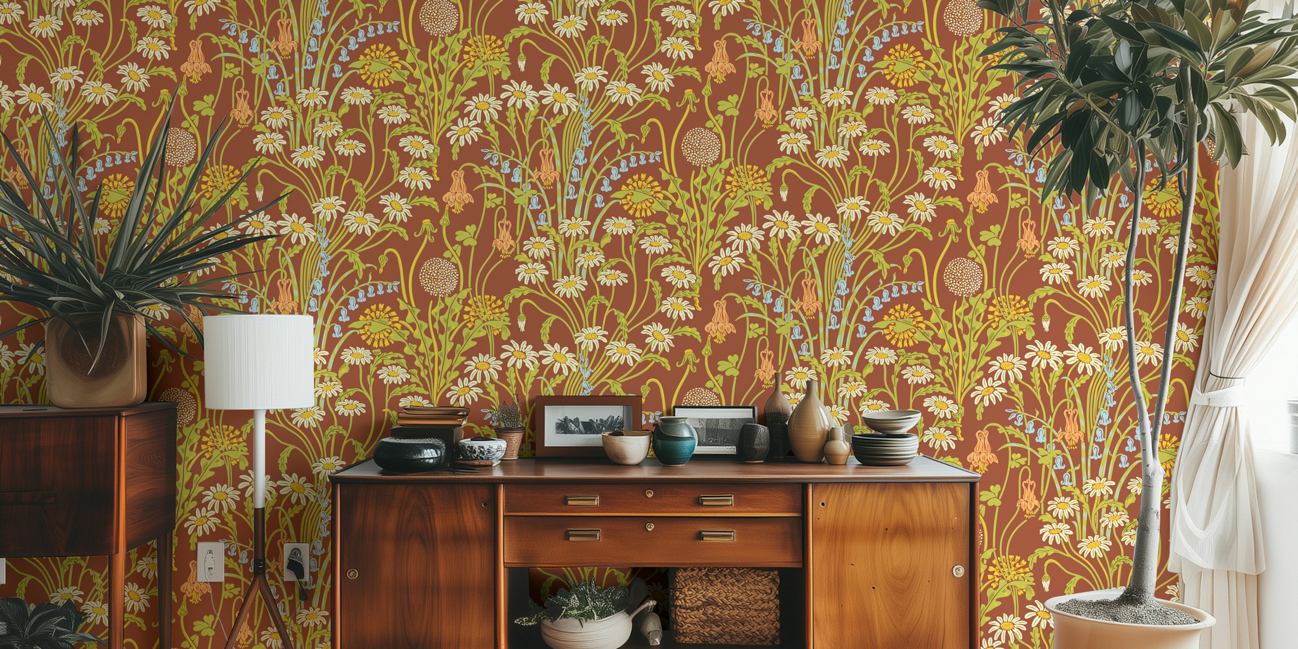 Victorian floral wallpaper dans une pièce