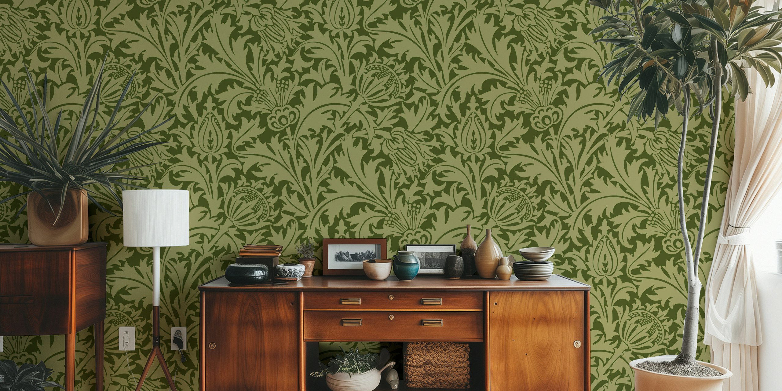 Victorian Pure Thistle 7 behang in een kamer