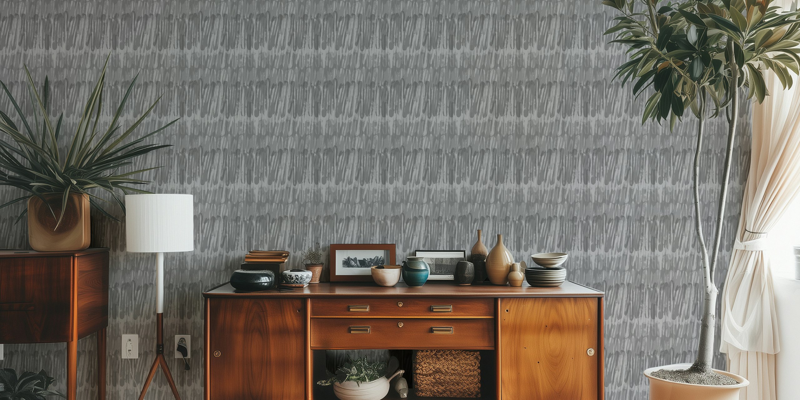 Grey Spectrum Strokes wallpaper in a room