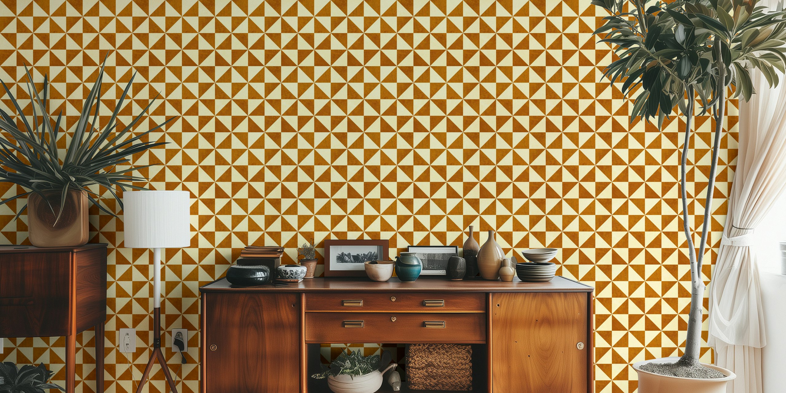 Rustic Geometric Mosaic Tiles w pomieszczeniu