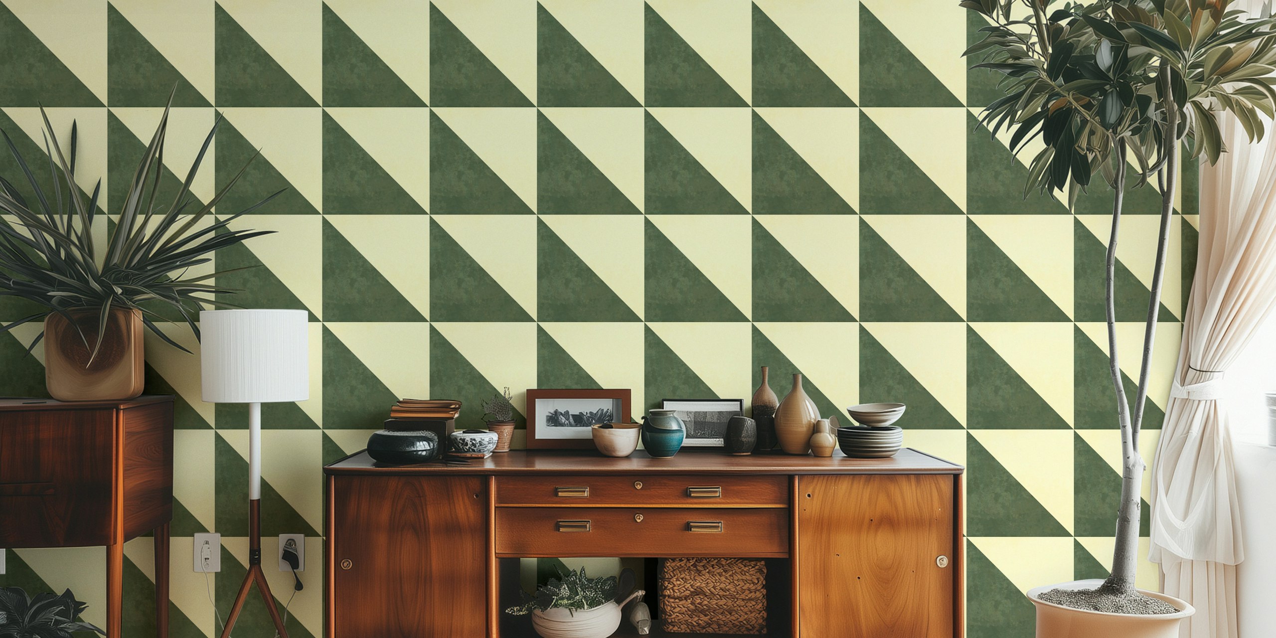 Ταπετσαρία Rustic Jade Vintage Tile σε ένα δωμάτιο
