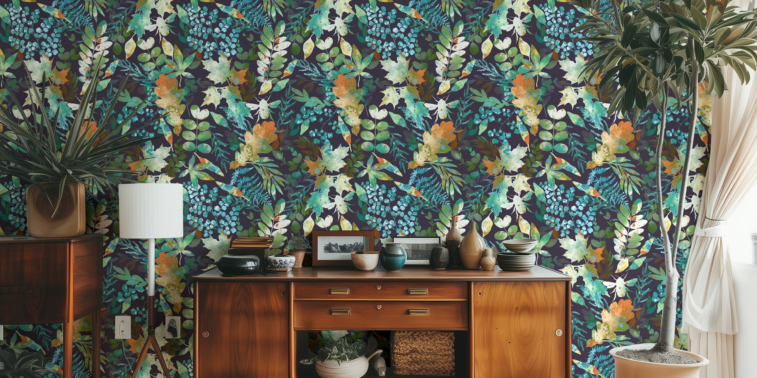 Botanical Night Elegance tapet i ett rum