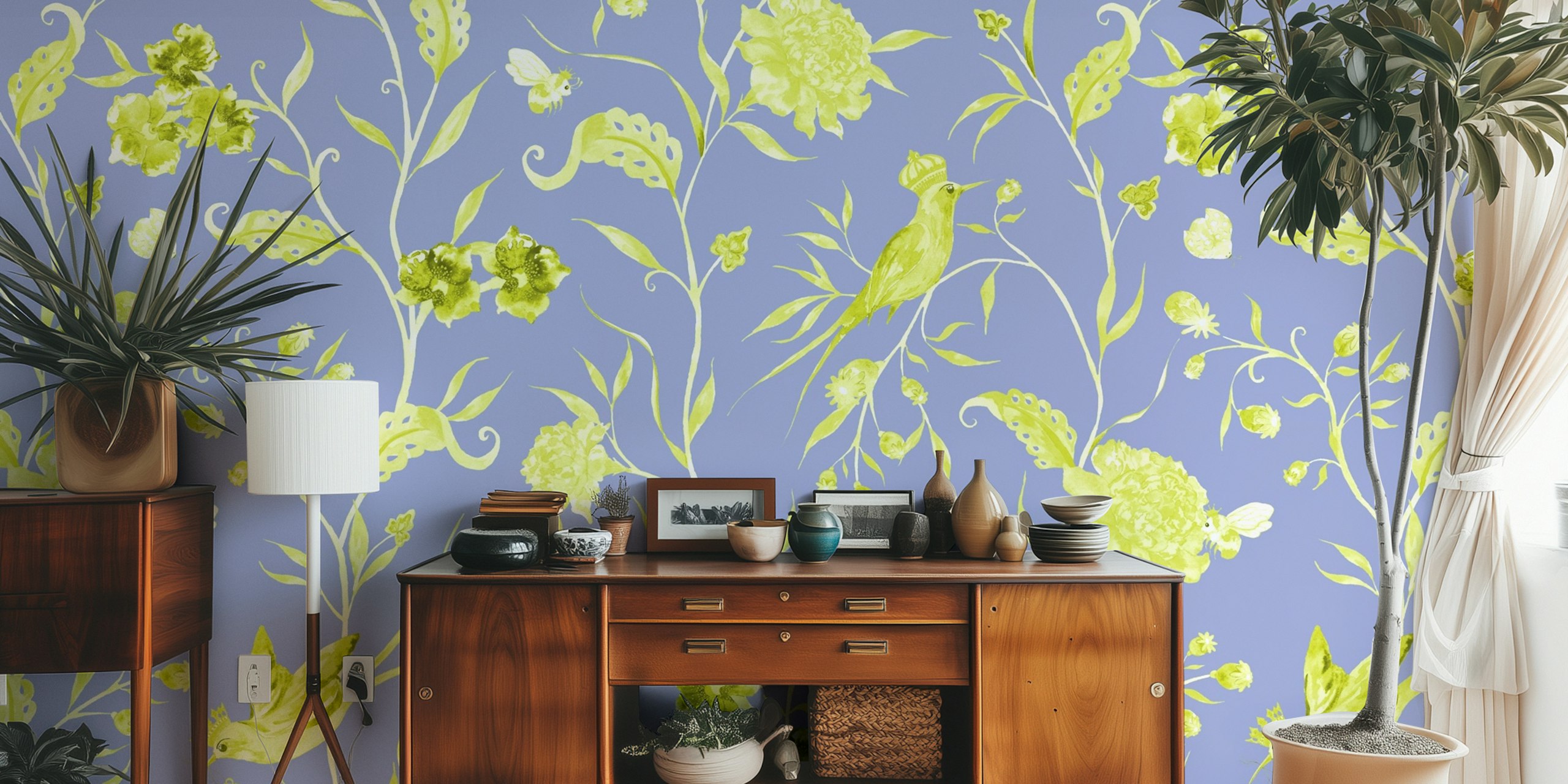 Papier Peint Floral Kuchka Rahasya - 2 Avec Des Oiseaux Dans Une Pièce