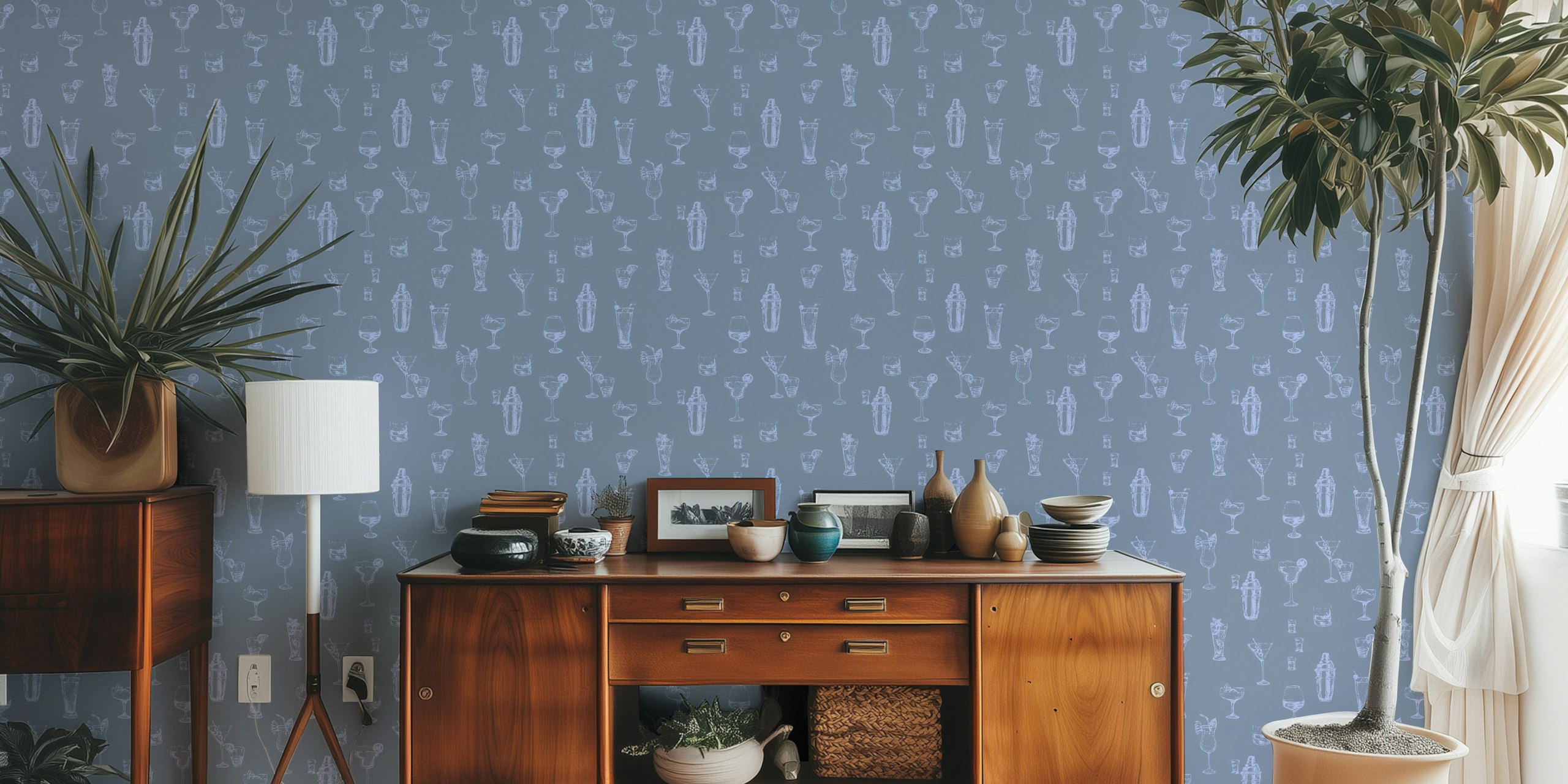 Chic Cocktail Sketches tapetti huoneessa
