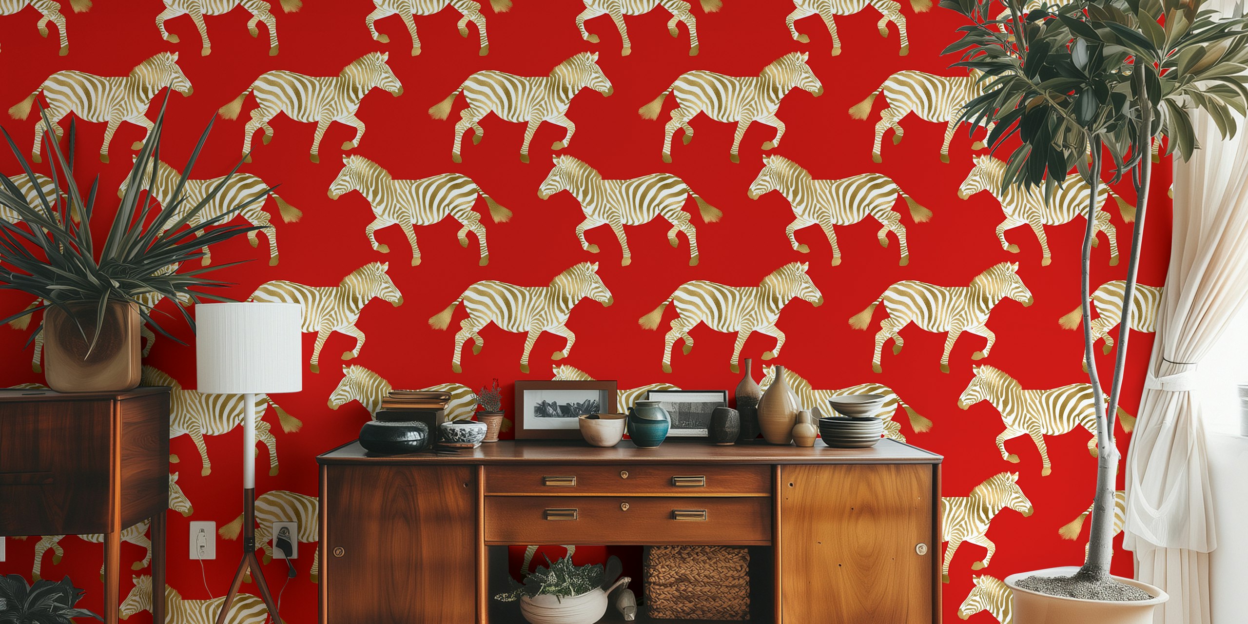 Esposizione di Zebra wallpaper in una stanza