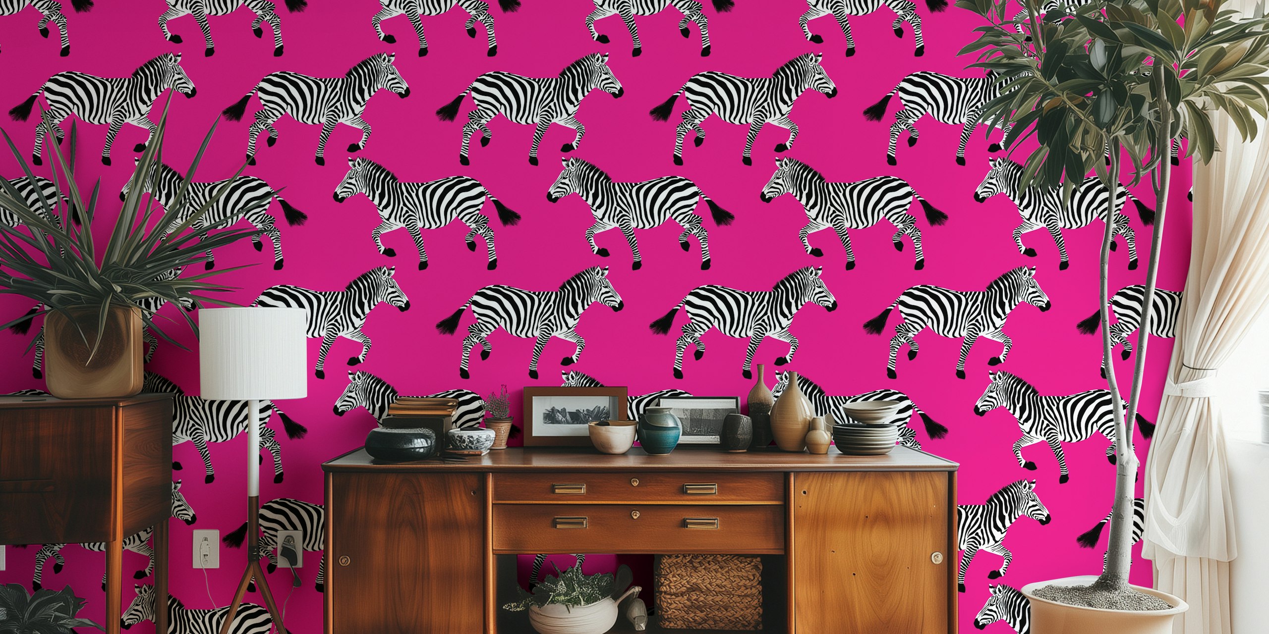 Dizajn Zebra wallpaper na ružičastoj pozadini