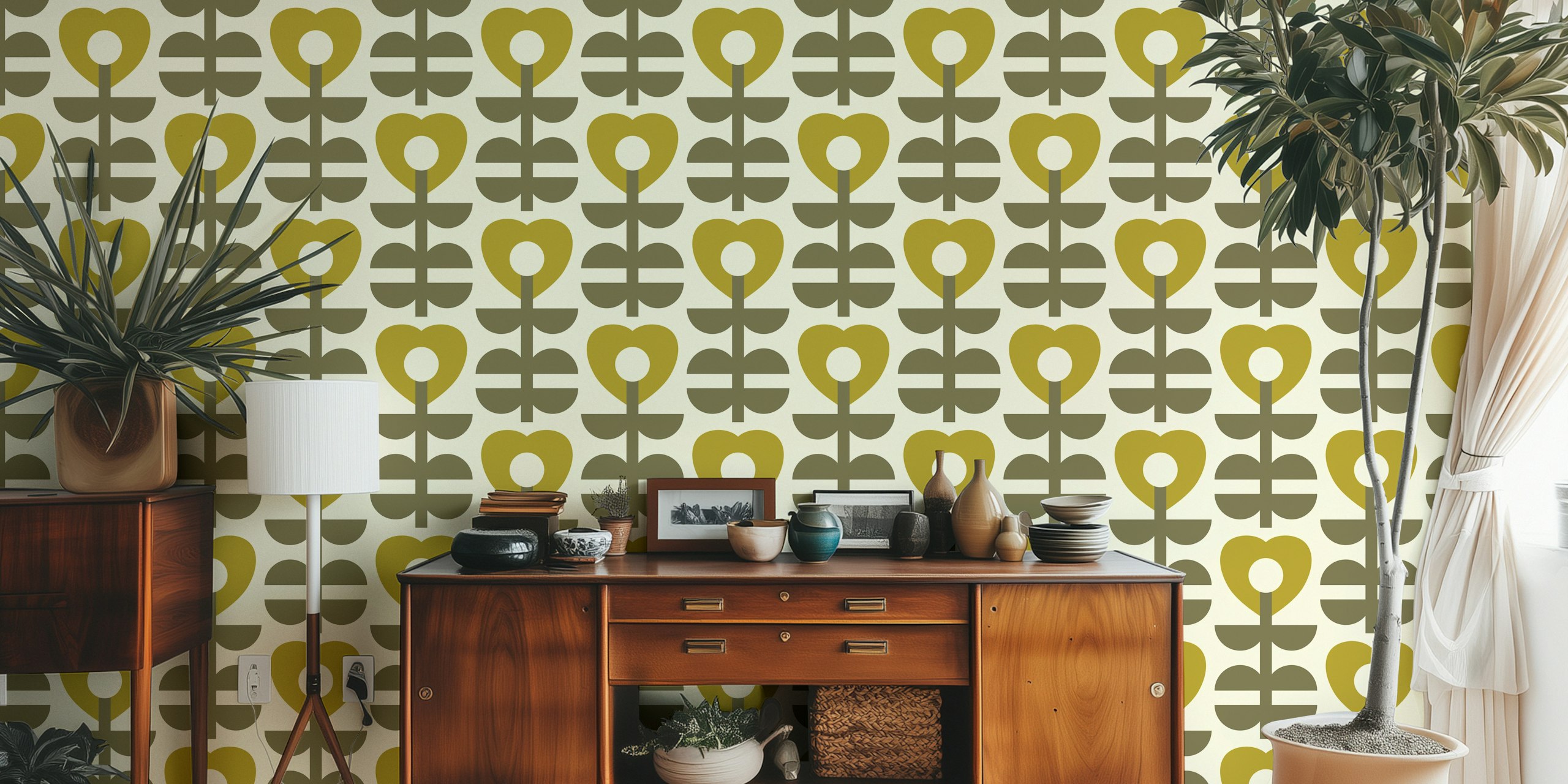 Nordic Scandi geometric heart tapetdesign